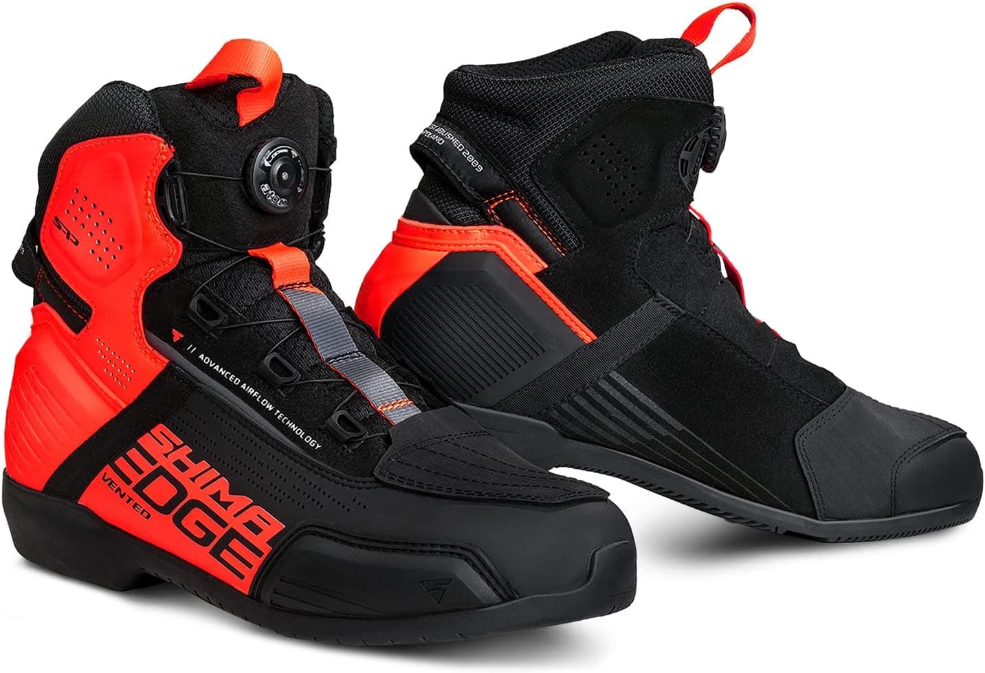 SHIMA EDGE VENTED Botas Moto Hombre Cuero Ventilada Zapatillas ATOP Verano Calzado Motorista Baja Adventure Cremallera Lateral Protección Tobillo Motocicleta Trail (Masculinos, Ventilado, Rojo, 41)