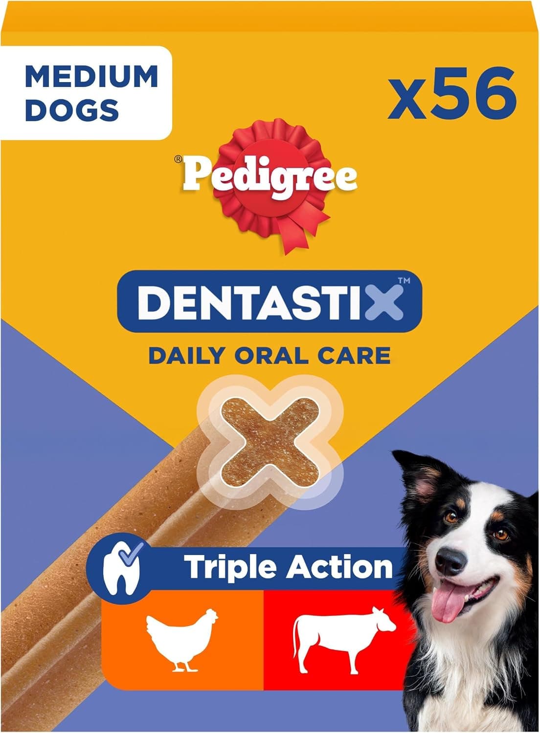 Pedigree Dentastix Snack Dental para la Higiene Oral de Perros Medianos (1 Pack de 56ud)