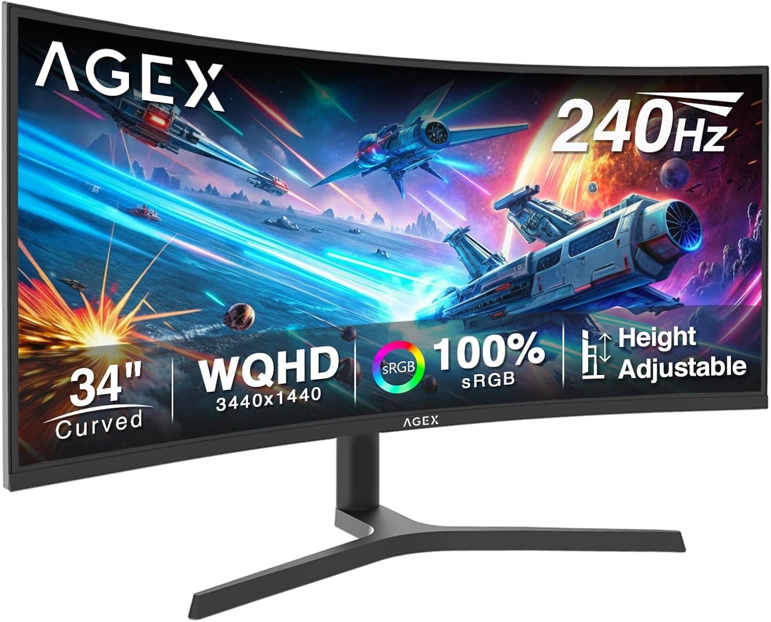 Z-Edge AGEX Monitor Gaming Curvo 34'' UWQHD 240Hz 21:9 1ms VA Pip