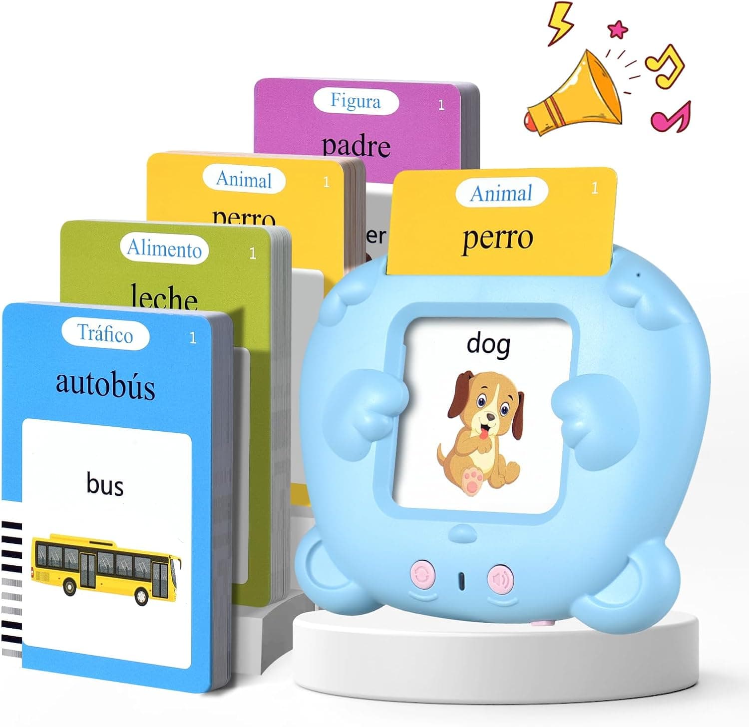 Tarjetas Flash Parlantes Juguetes Educativos Niños para 2 3 4 5 6 Años Regalos De Cumpleaños(Azul)