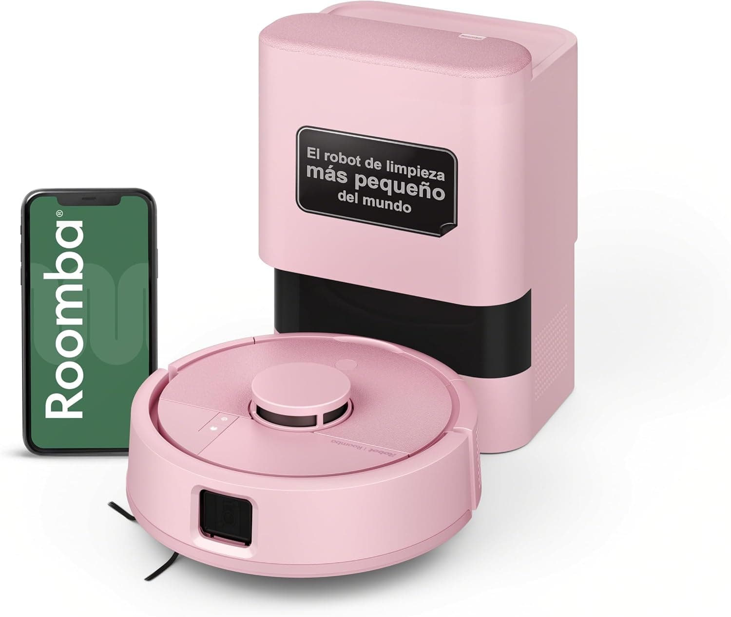 iRobot Roomba Mini Robot Aspirador y Friegasuelos con Base AutoEmpty (hasta 90 días), Navegación LiDAR, Aspiración 7000Pa, Diseño Compacto para Espacios Reducidos, App, Mopas perfumadas, Rosa