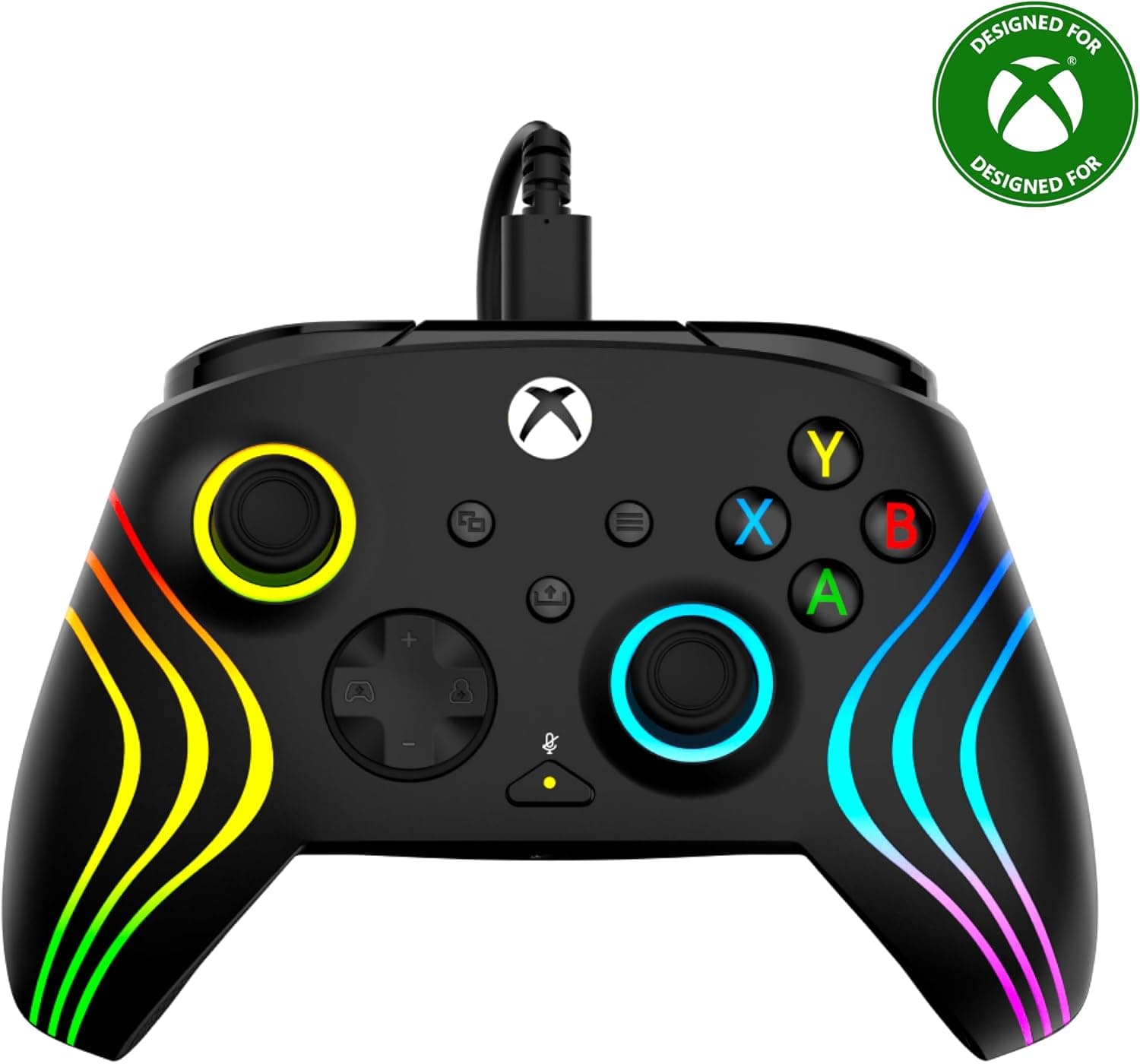 Turtle Beach Afterglow Wave Mando Negro con Cable RGB - con Licencia para Xbox Series XS, Xbox One y Windows - Botones programables, disparadores de Efecto Hall, Controles de Audio