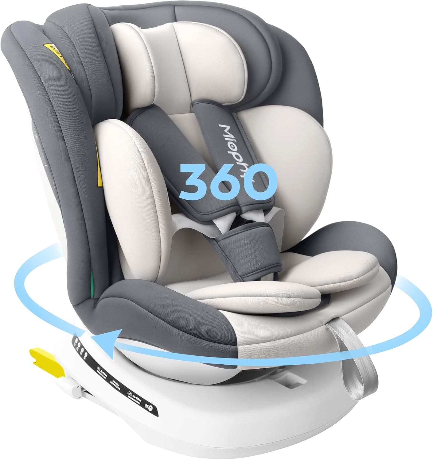 i-Size Giratoria 360º Silla de Coche, Grupo 0+123, 0-12 años, 40-150 cm, Silla Coche con isofix y Top Tether, Arnés de 5 puntos, Norma ECE R129/04