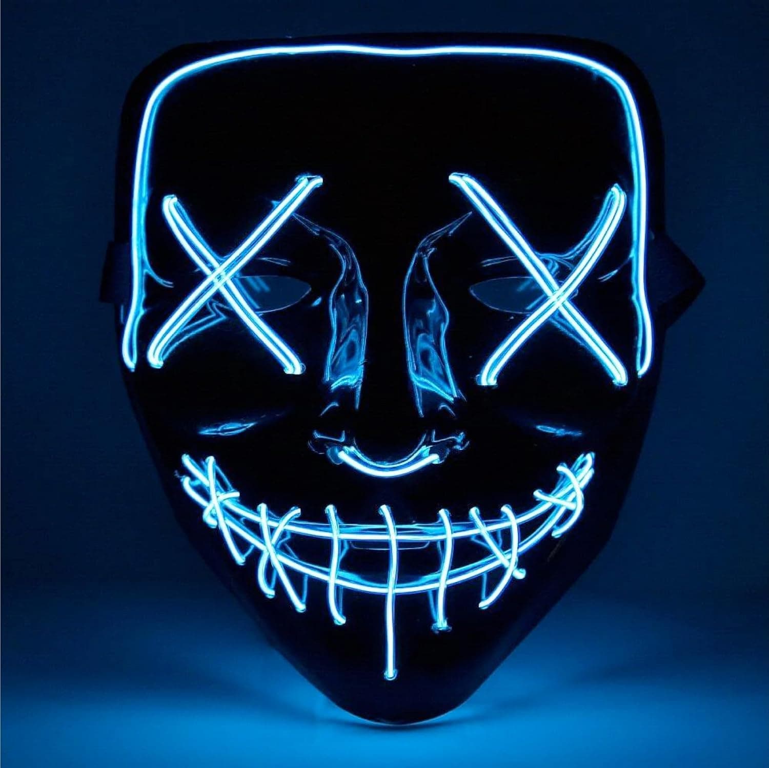 TK Gruppe Timo Klingler Máscara LED de Halloween estilo Purge, iluminación regulable y rostro luminoso – Disfraz para hombres y mujeres para Halloween y carnaval (selección de colores)