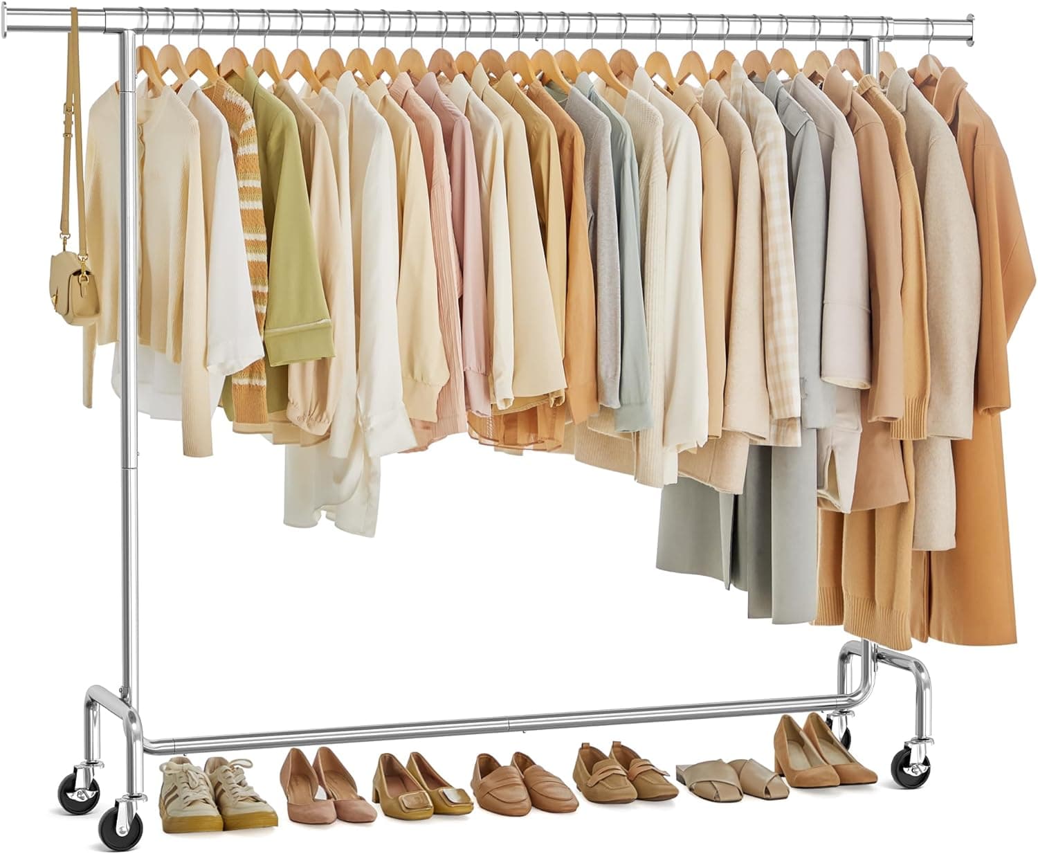 SONGMICS Burro Ropa con Ruedas, Extensible, (160-200) x 45 x 163 cm