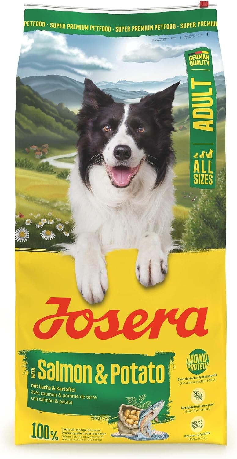JOSERA Salmón y Patata (1 x 12,5 kg) | Adultos | Pienso seco de Primera Calidad para Perros Adultos (también Perros Mayores) | Monoproteína: 100% salmón | Bajo Contenido en proteínas | Sin Cereales
