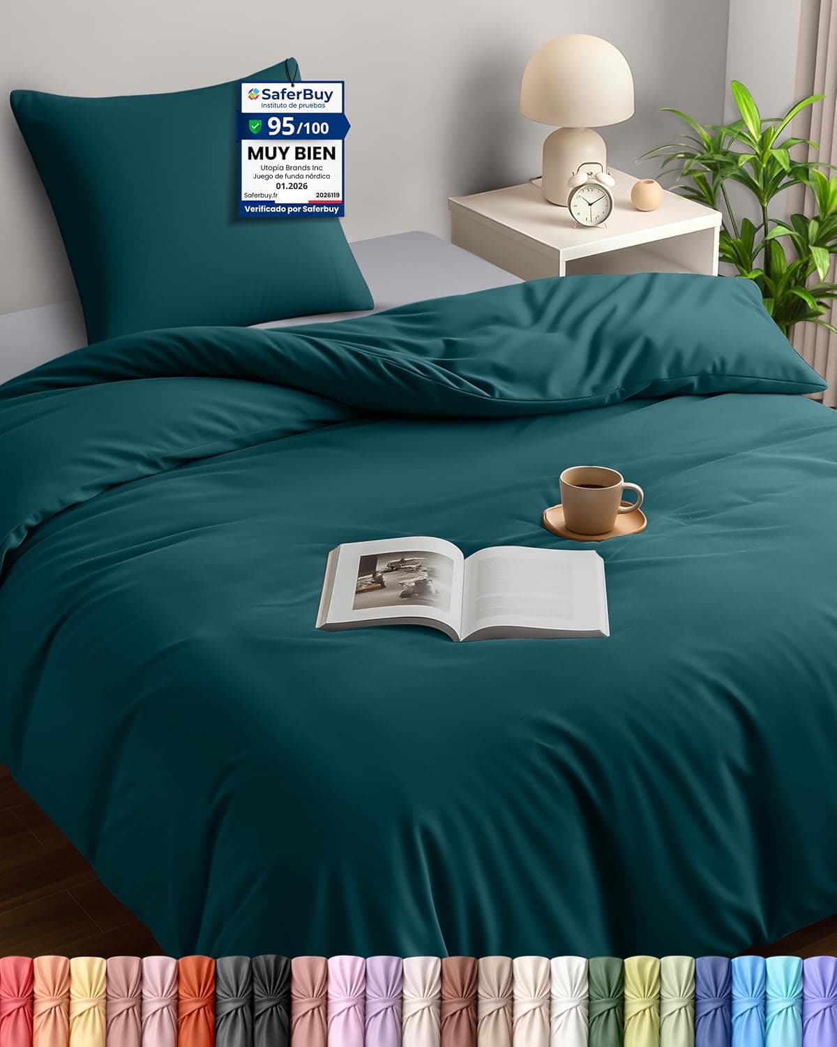 Utopia Bedding Funda Nordica Cama 90 135x200, Cerceta