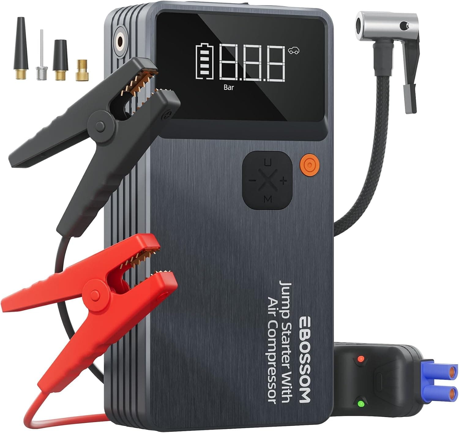 Arrancador de Baterías de Coche,Booster para Coche con Compresor de Aire Portátil 7en1,Arranque de Batería con Inflador para vehículo de 12000 mAh,Kit de Emergencia del Conductor con Linterna LED