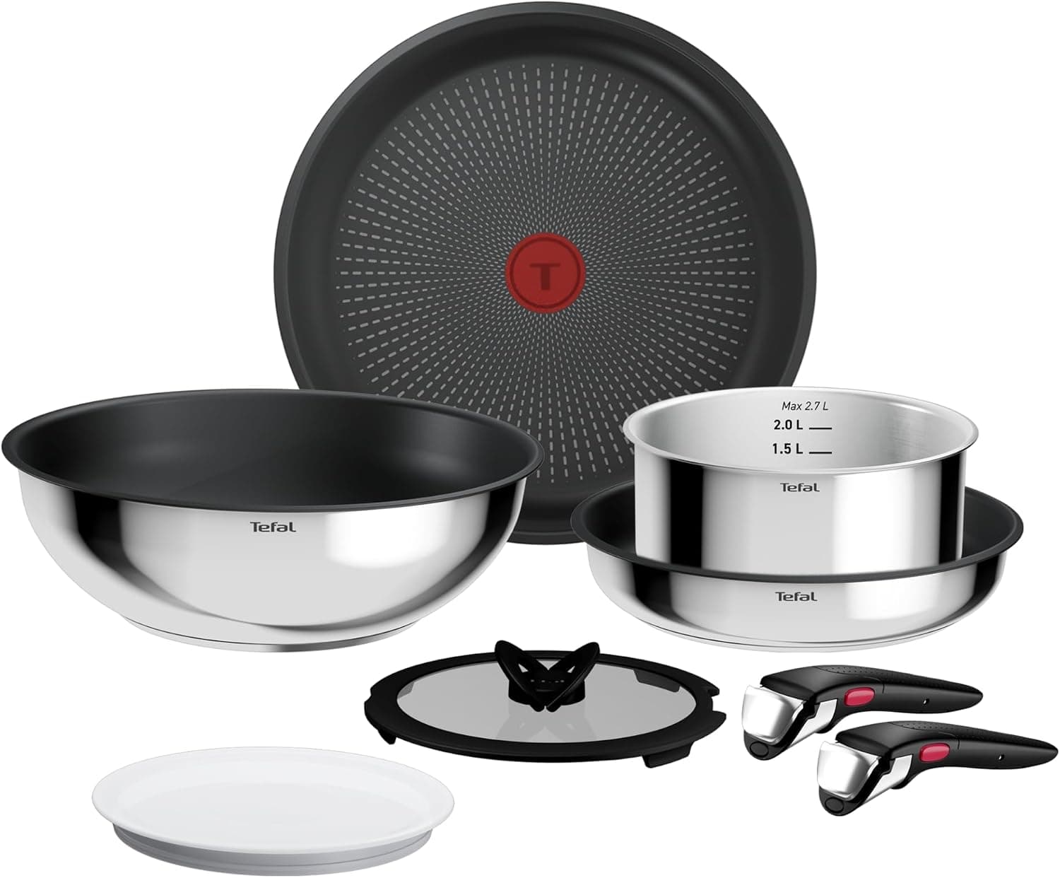 Tefal Ingenio Comfort Max - Juego de 4 Piezas + 4 Acc, Acero inoxidable