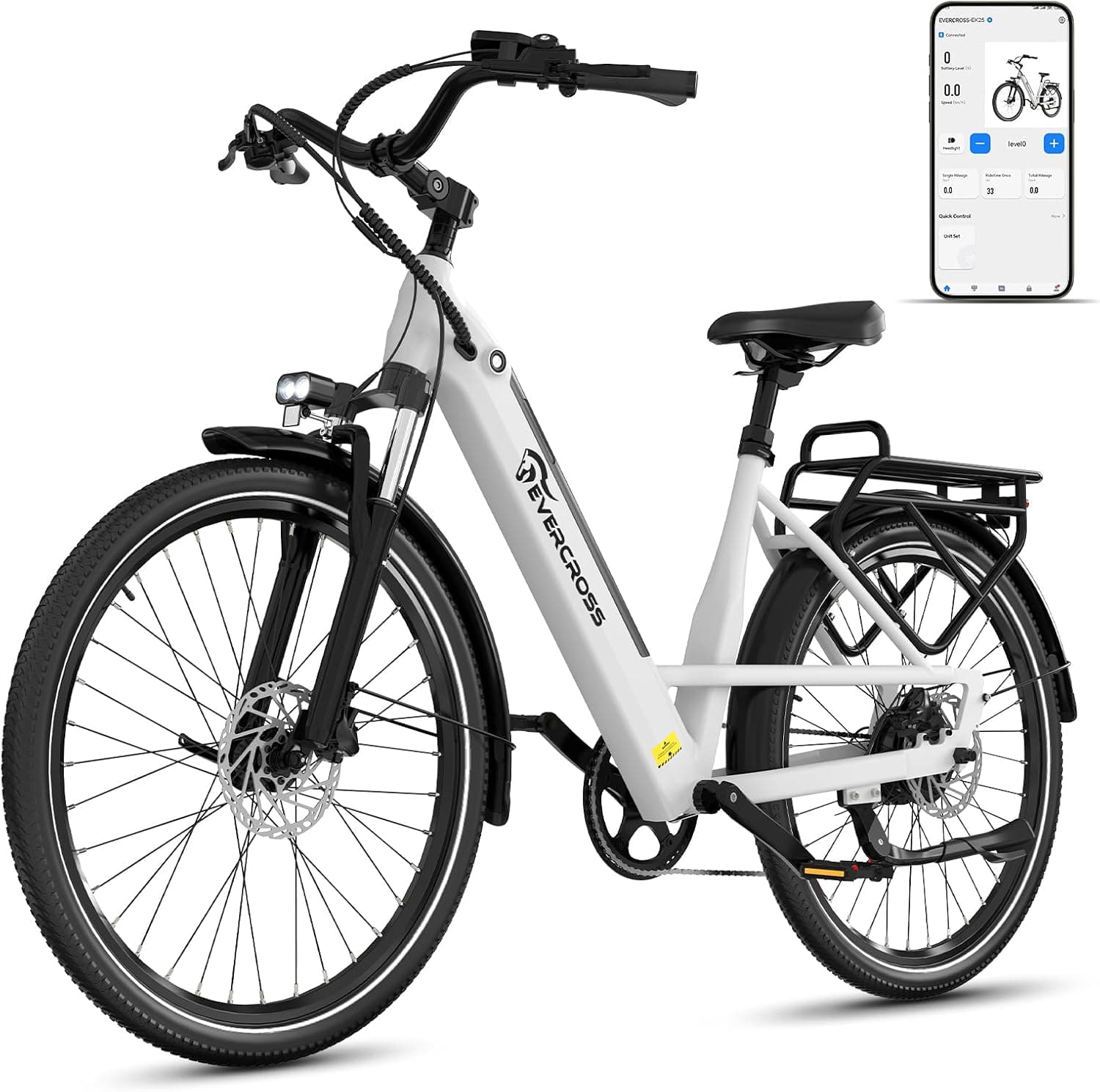 EVERCROSS Bicicleta Eléctrica para Adultos, 16"/20" Neumático Gordo Bici Eléctrica, Motor de 250W, hasta 25KM/H, 36V/48V Batería Extraíble Bicicleta de Montaña, Nieve Montaña Ebike