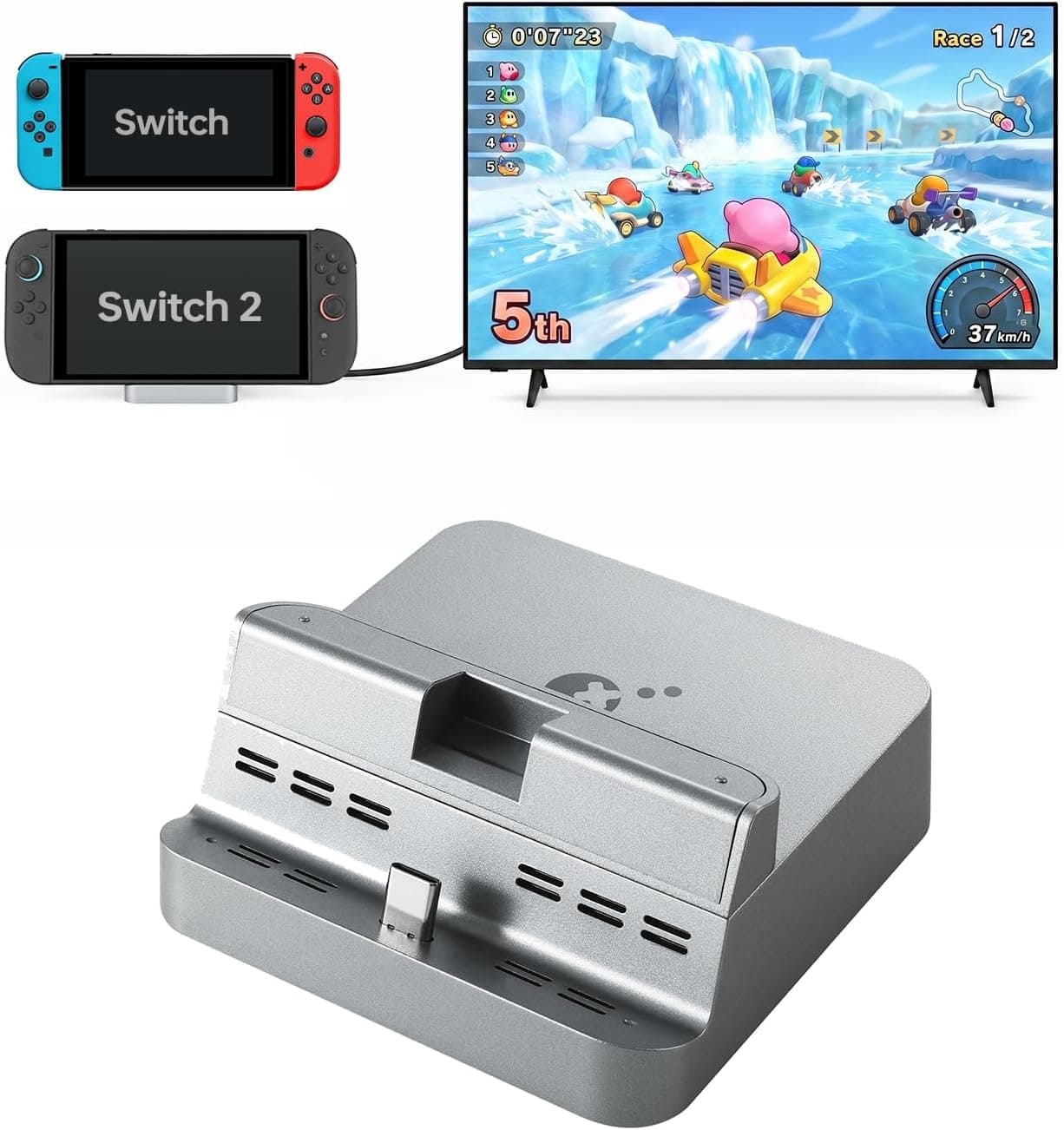 GuliKit Dock Switch 2/1/Oled para Nintendo,Cargador,Base de Carga