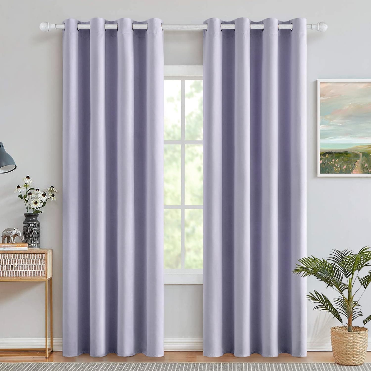 MIULEE Cortinas Opacas Termicas Ojales Salon Dormitorio 2Pz 140x245cm Lila