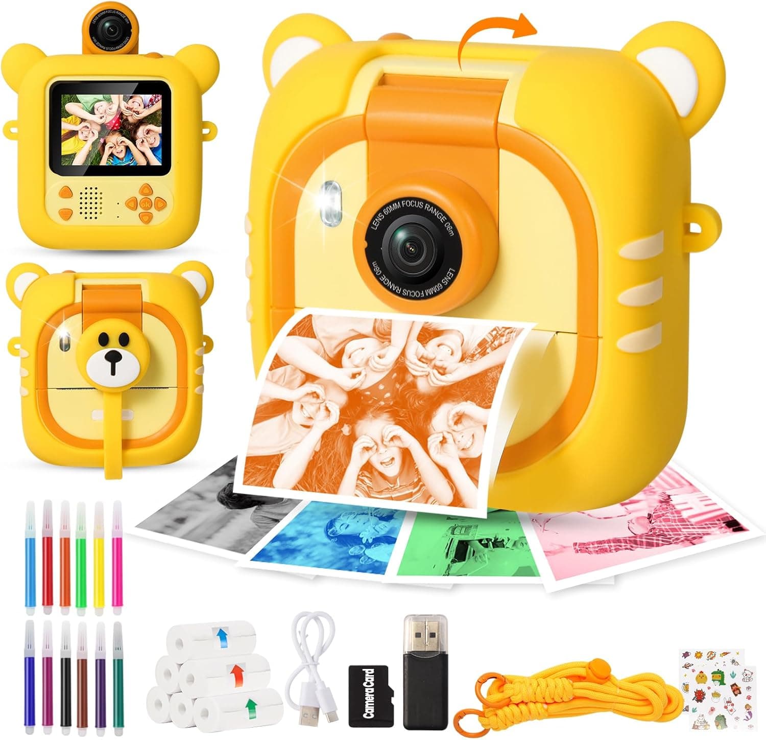 ARNSSIEN Camara Fotos Infantil Instantanea 2,4"Camara instantanea Lente180°