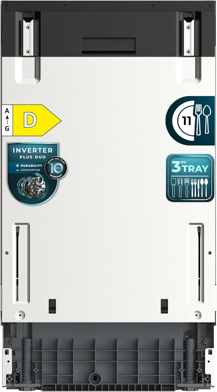 Cecotec Lavavajillas 45 cm Integrable Bolero Aguazero 4270 Full-BI. 11 Cubiertos, 9 Programas, Motor Inverter Plus Duo, Panel Táctil, FloorView Light, Super Dry, Half Load, Save+, AutoClean