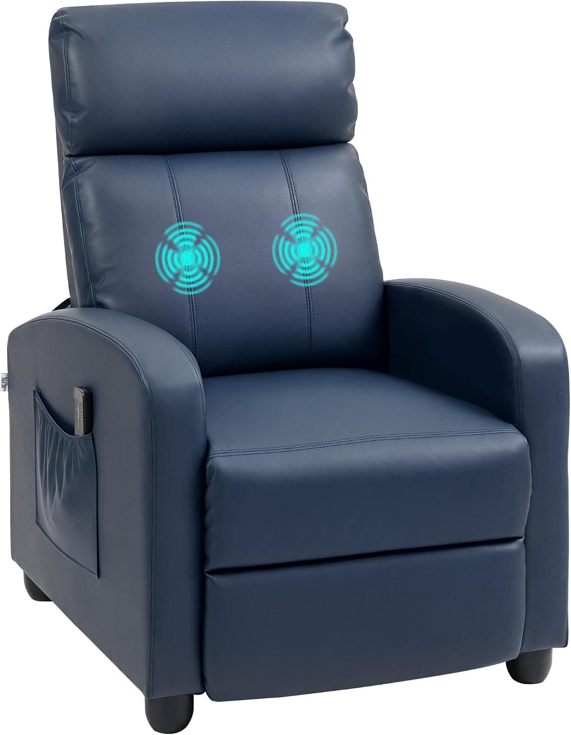 HOMCOM Sillón de Masaje Reclinable Mando a Distancia 68x88x98cm Azul Oscuro