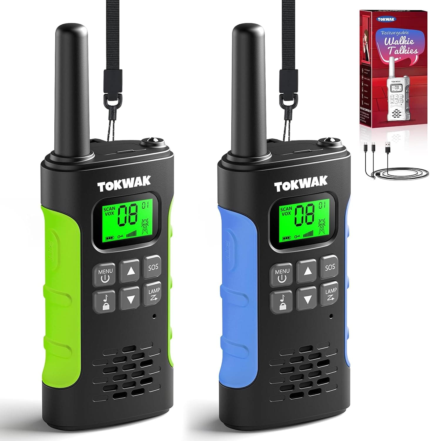 Walkie Talkie Recargable de Largo Alcance para Niños Adultos USB-C 2 Piezas