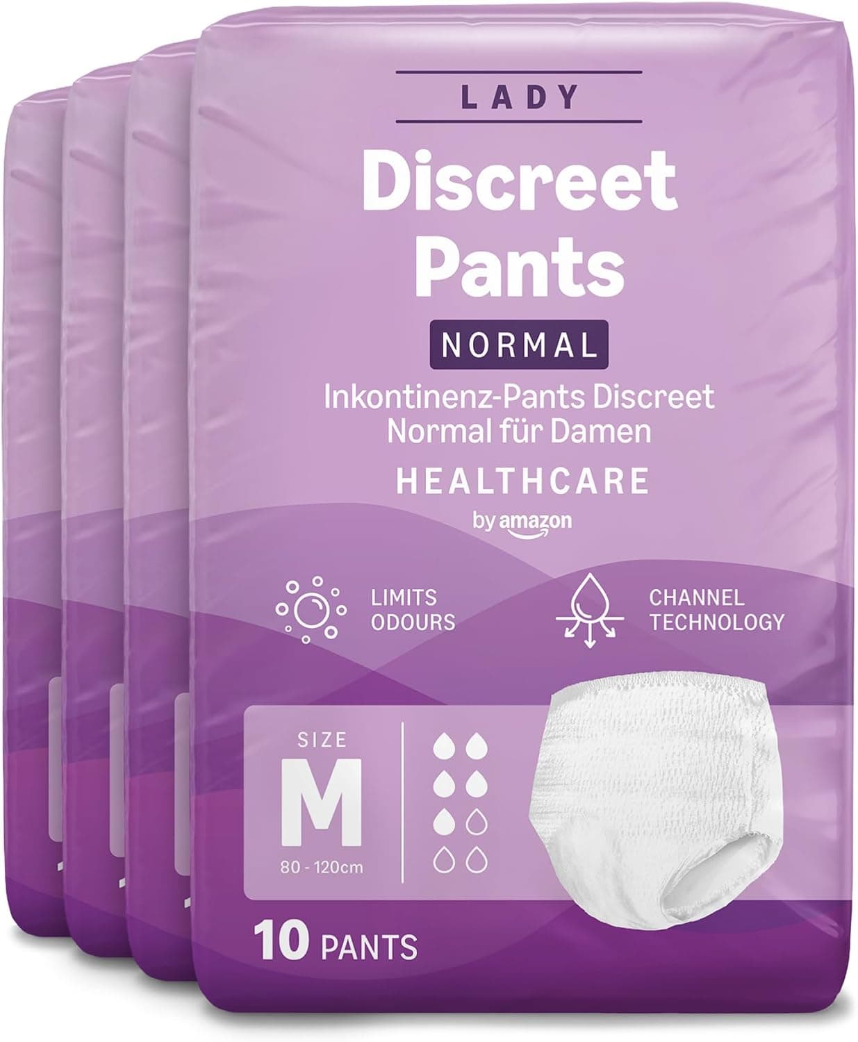 Healthcare by Amazon Pant Mujer Discreet M – 40 Unidad (4 Paquetes de 10), Blanco (Anteriormente una marca Amazon Basic Care, el mismo producto) - El embalaje puede variar