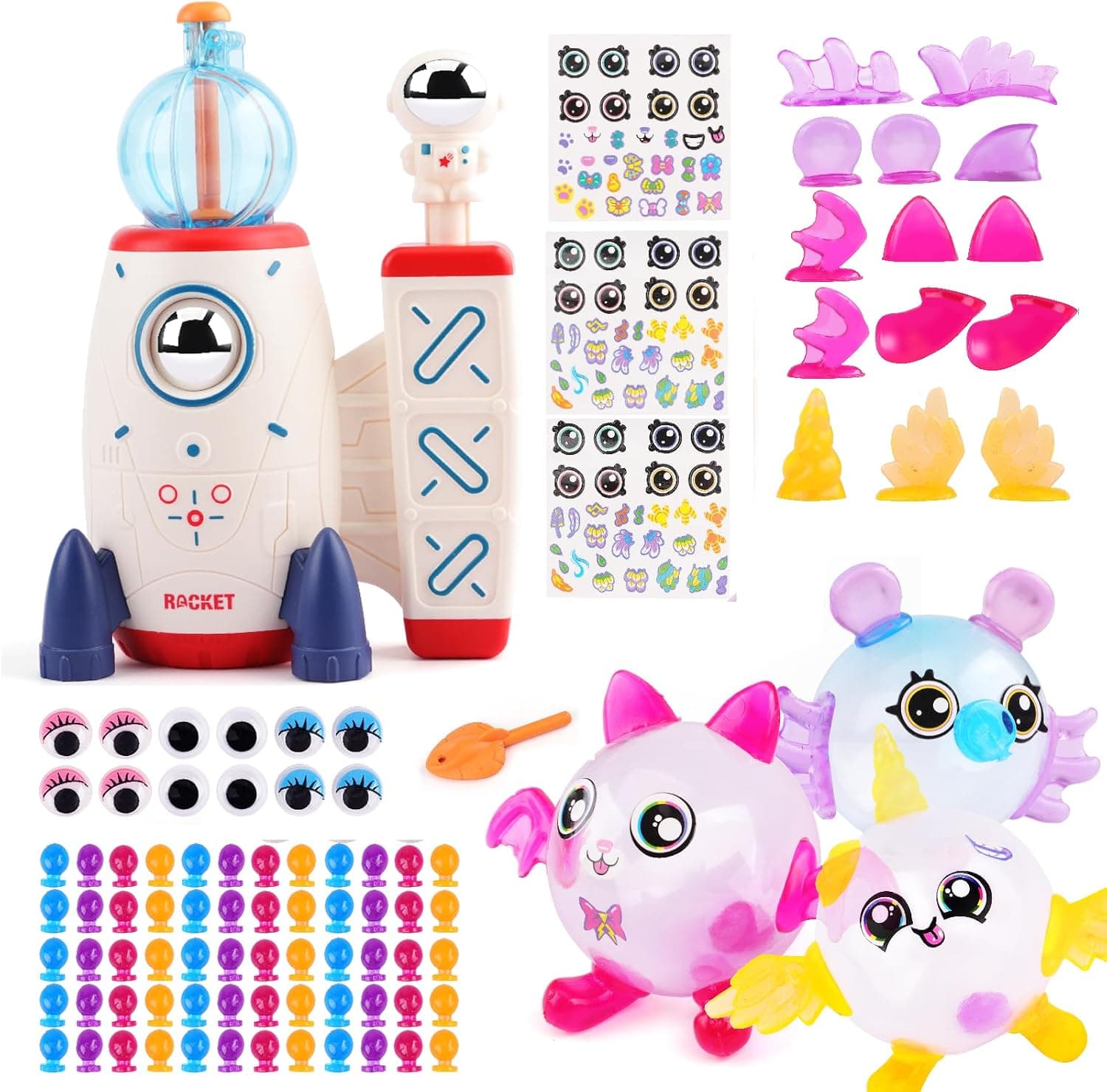 nicknack Nano Art Kit con Inflador de Globos Cohete, 195 Piezas Manualidades para Niños - Juego para Hacer Burbujas Pegajosas, Juguete Educativo y Creativo