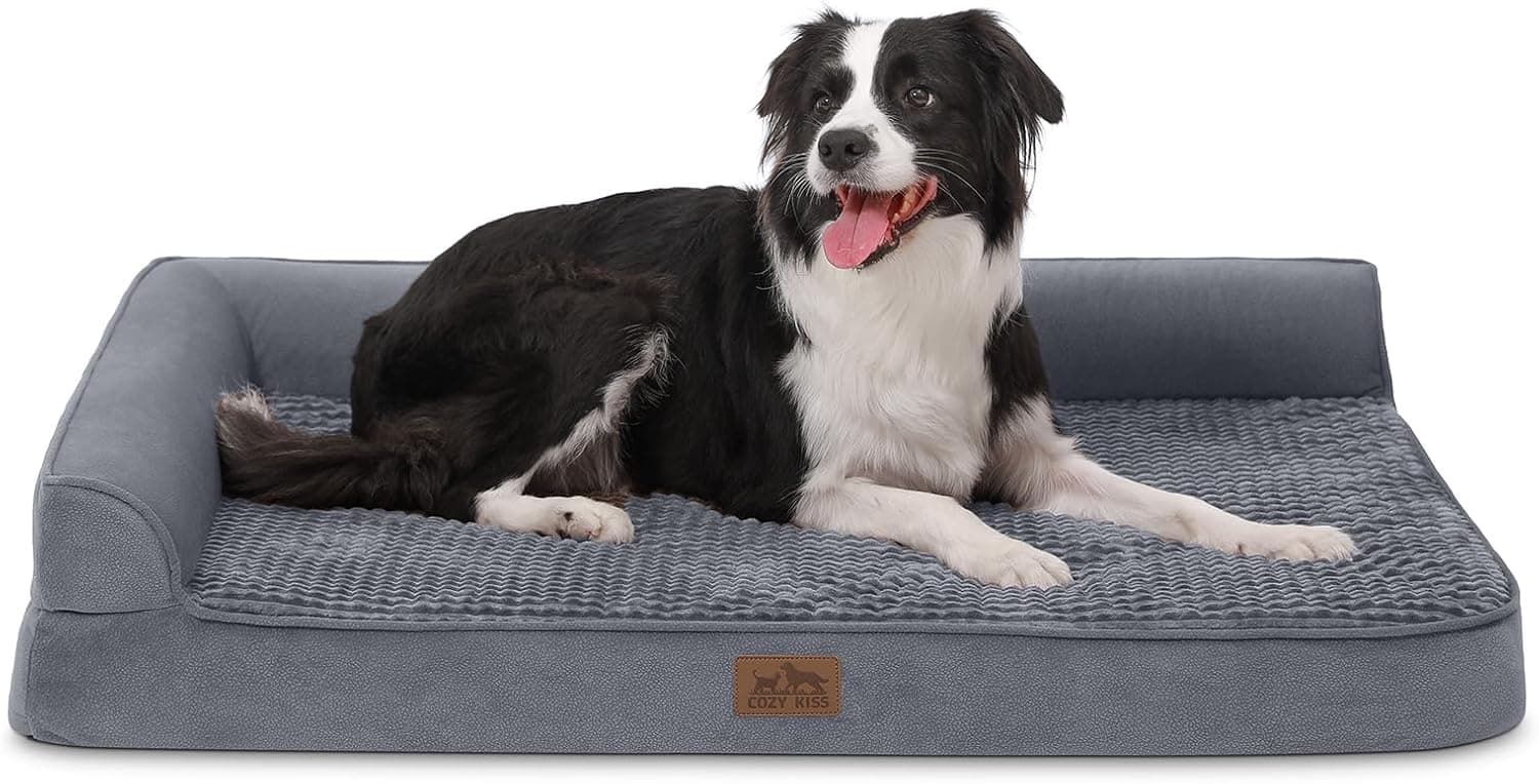 COZY KISS Cama Ortopédica para Perros Extra Grandes, XL 107x76x19cm Gris