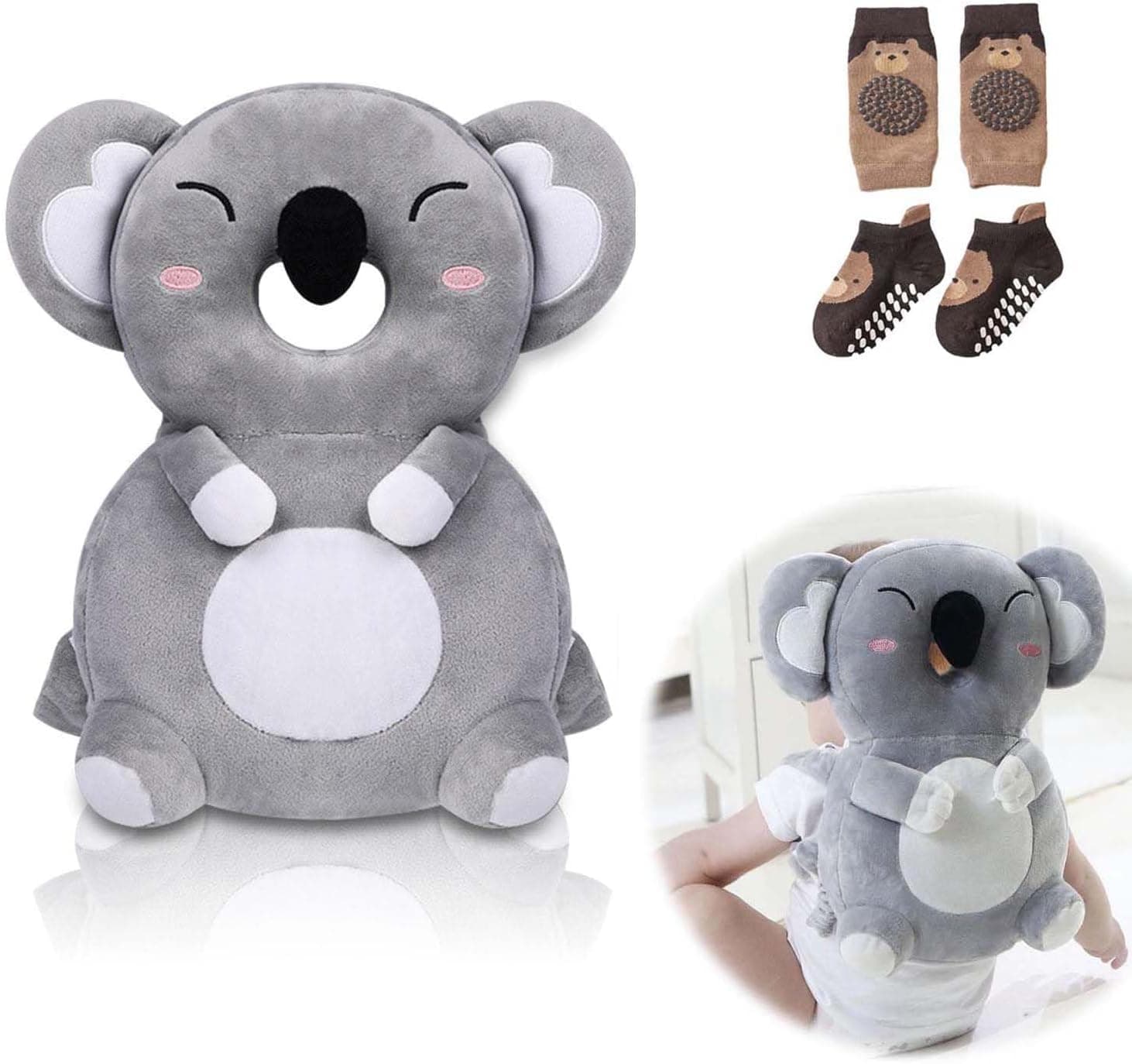 Soporte para la Cabeza del Bebé Ajustables Anti-Caídas Almohada Protección Bebé Protector de Cabeza Casco de Protección para Bebe(Coala)
