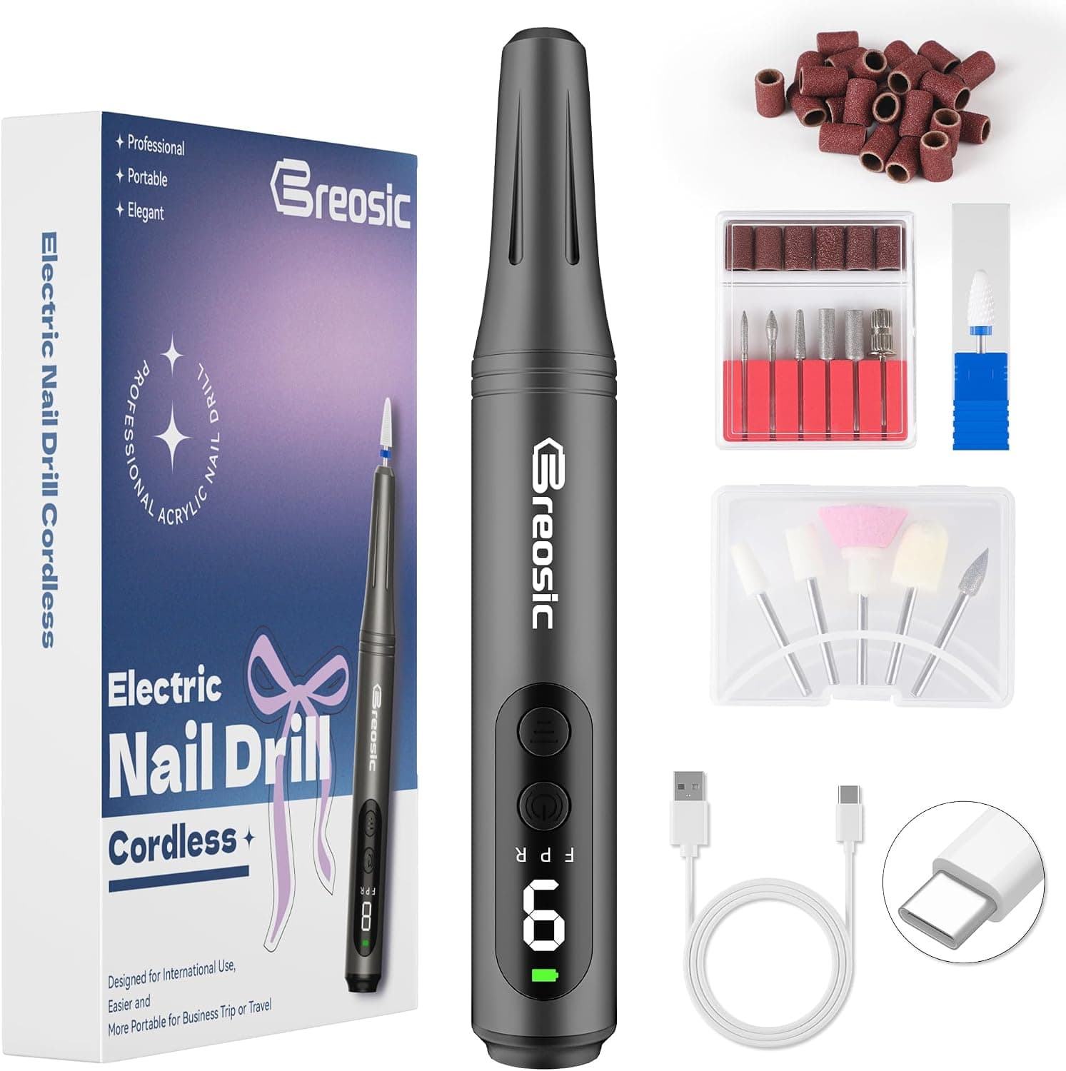 Torno para Uñas Profesional lima electrica uñas 12 en 1, Gris