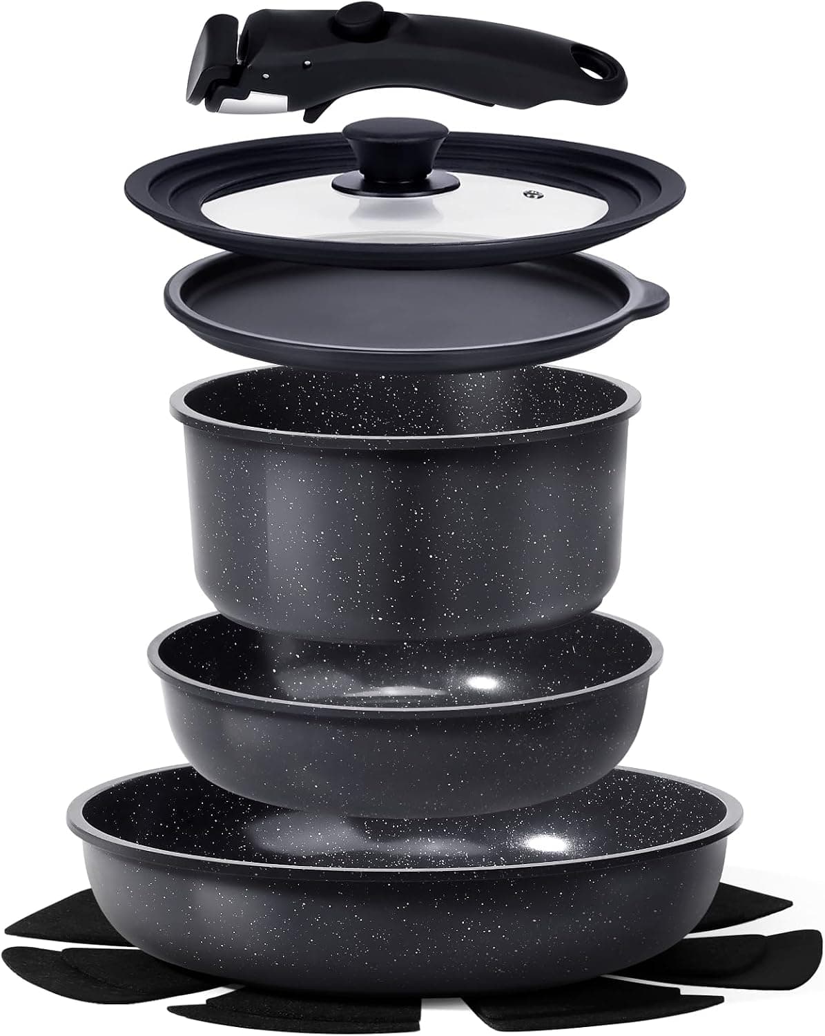 Ollas Y Sartenes De CeráMica Antiadherentes, Juego De 8 Piezas De Sartenes De InduccióN Fundidas A PresióN, Juego De Utensilios De Cocina Con Sartene Y Cacerolas, 100% Libre De Pfoa