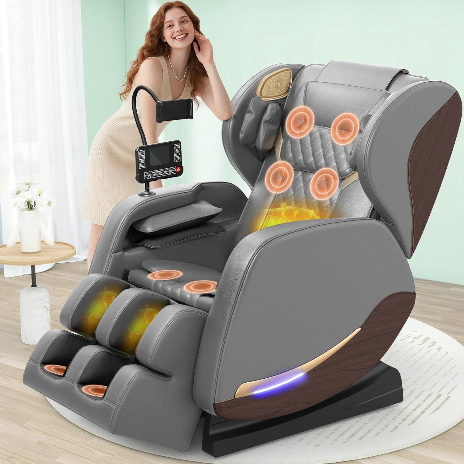 Sillón de Masaje,14 Rodillos de Masaje,Calefacción Lumbar para Cine en Casa