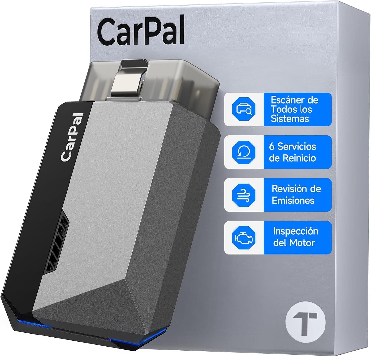 TOPDON Carpal-A obd2 Diagnosis Bluetooth, Diagnosis Coche multimarca para iOS y Android, Completo del Sistema& 6 Funciones de Reinicio, guía de reparación,1 año de actualizaciones gratuitas