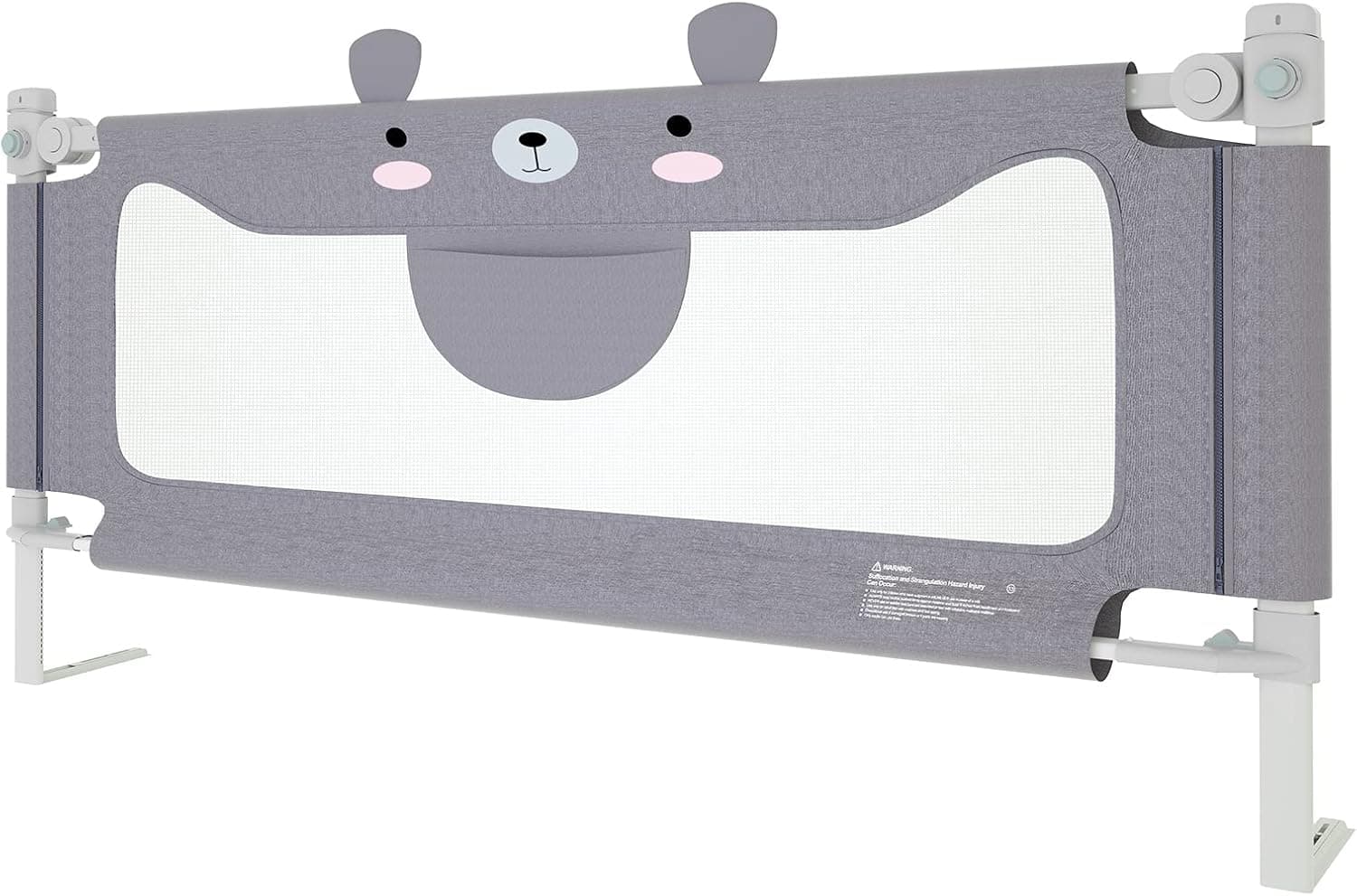 UISEBRT Barrera de cama de 200 cm, para niños, altura regulable, protección anticaídas, color gris