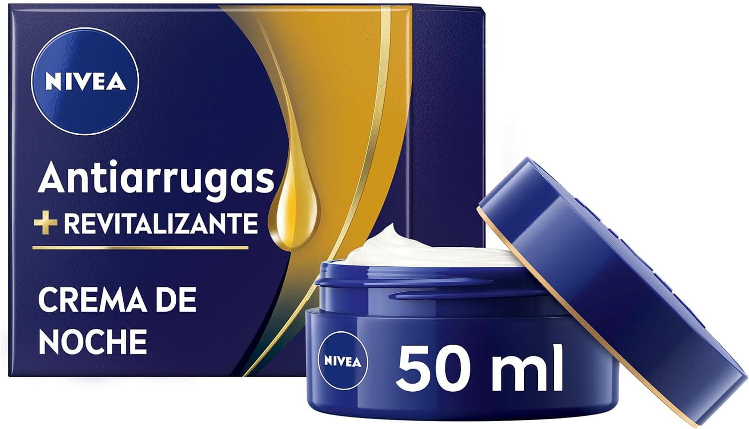 NIVEA Crema de Noche Antiarrugas Revitalizante 55+ - Hidratante - Con Aceite de Aguacate, Calcio, Pantenol - Reduce Arrugas, Líneas de Expresión - Estimula Renovación de la Piel - Piel Madura - 50 ml