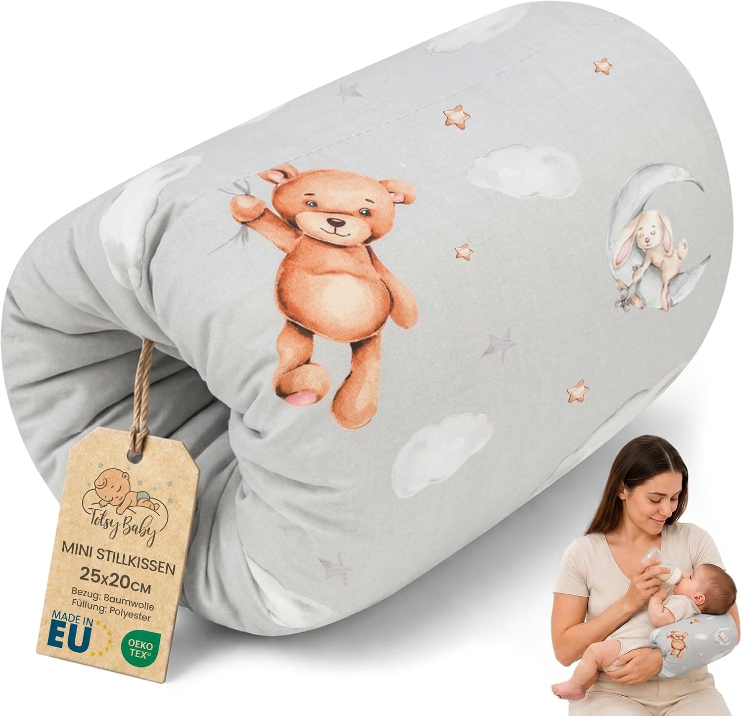 Totsy Baby Cojín de Lactancia Bebé 20 cm de Viaje Cojín de Brazo en Algodón