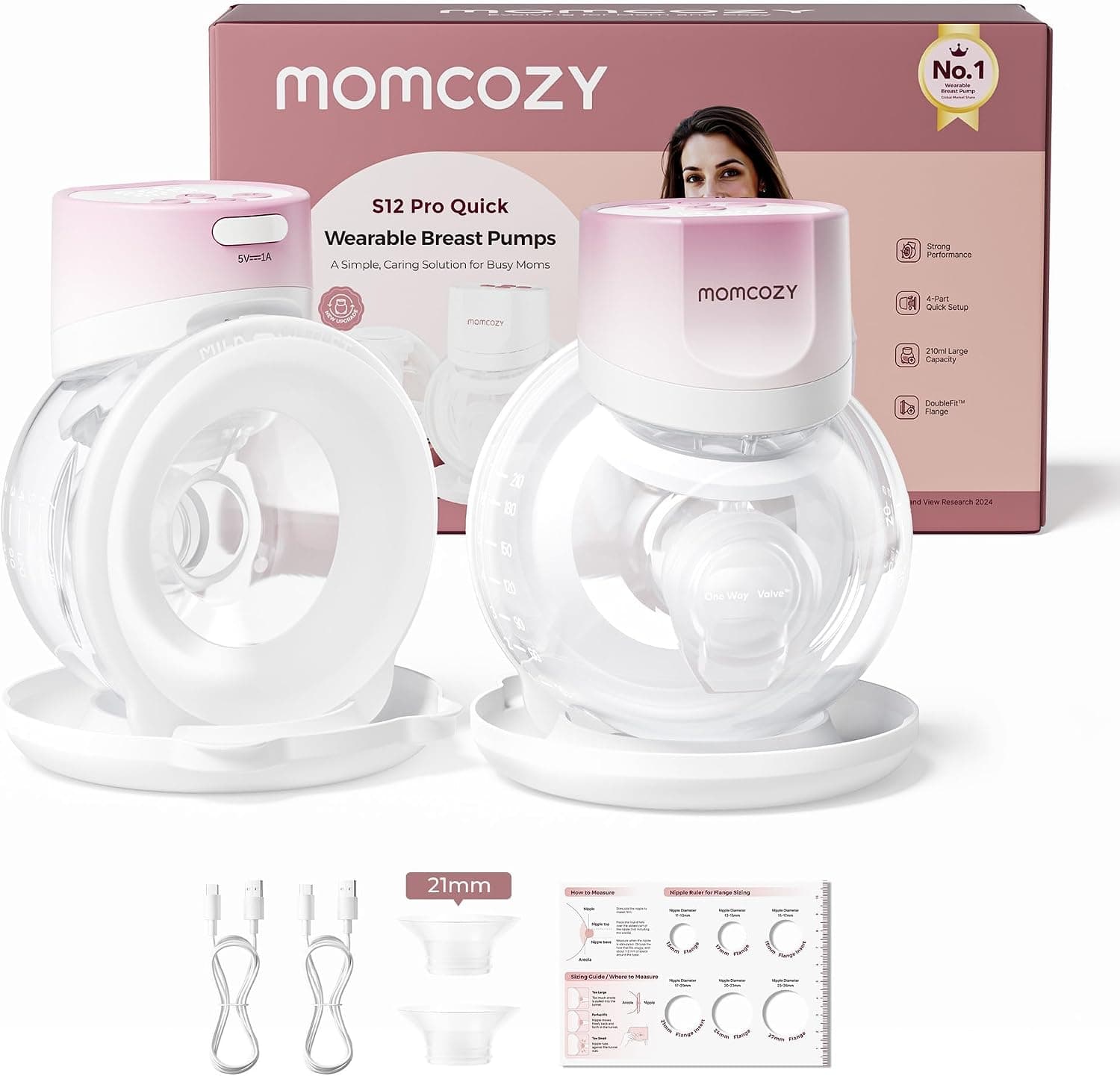 Momcozy S12 Pro Quick Sacaleches, 292 mmHg, Extracción Rápida, 9 Niveles