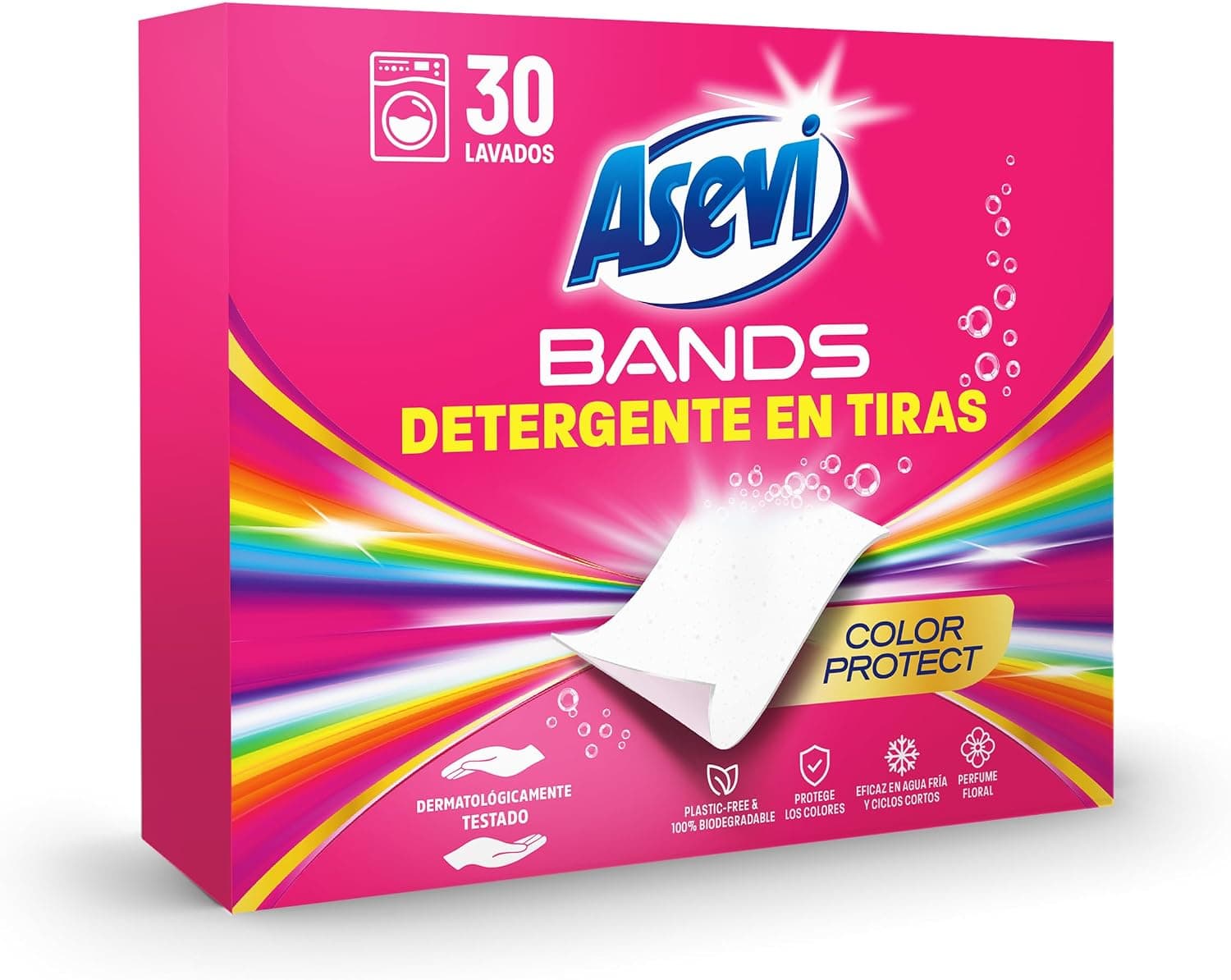 Asevi Bands Detergente en Tiras para Lavadora Color Protect 30 Lavados