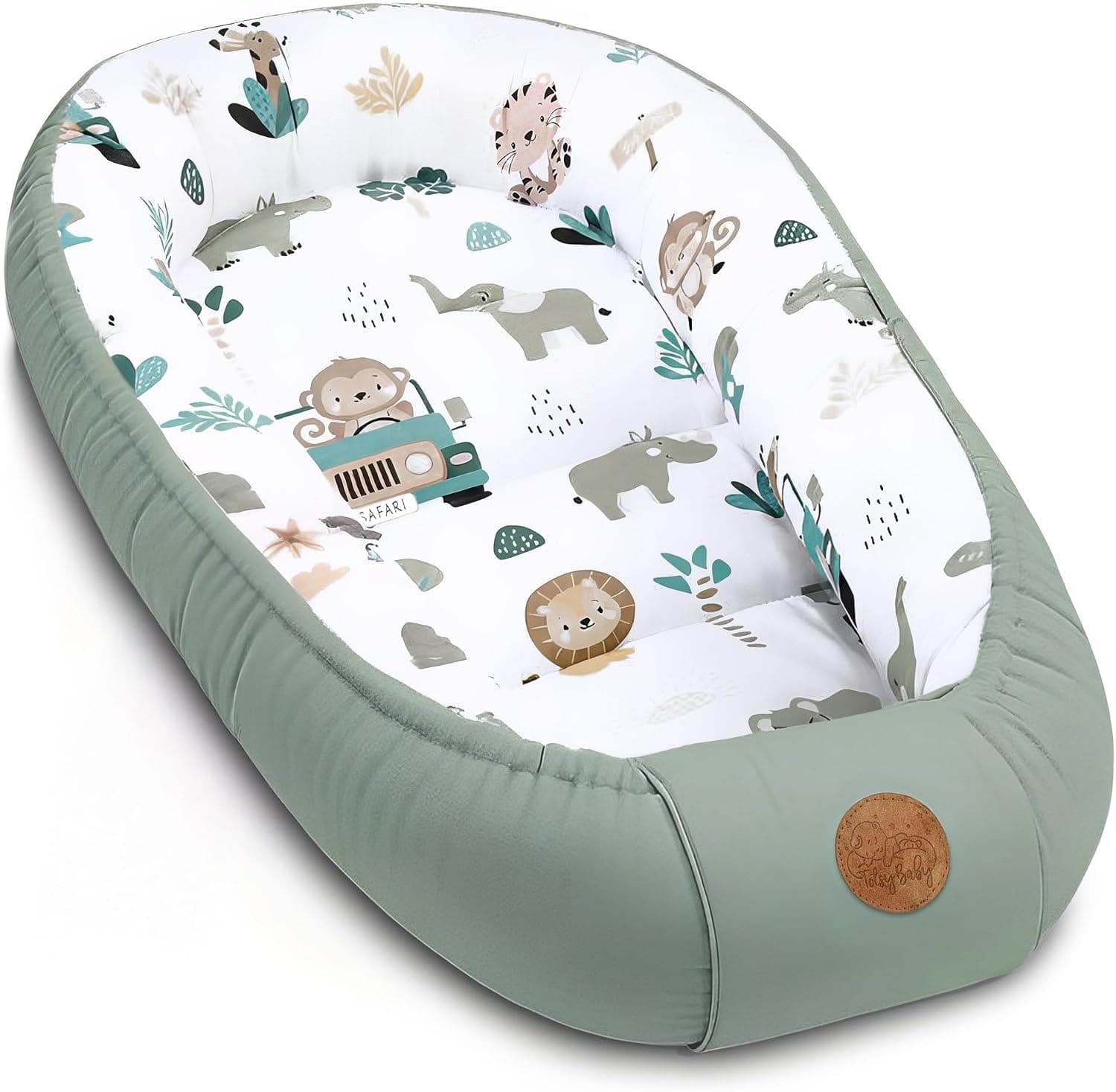 Nido suave y mullido para Bebé – calentito portátil y acogedor para Recién Nacido – arropador cómodo en Cuna Moisés Cochecito Habitación Viaje 90x50 cm África Azul