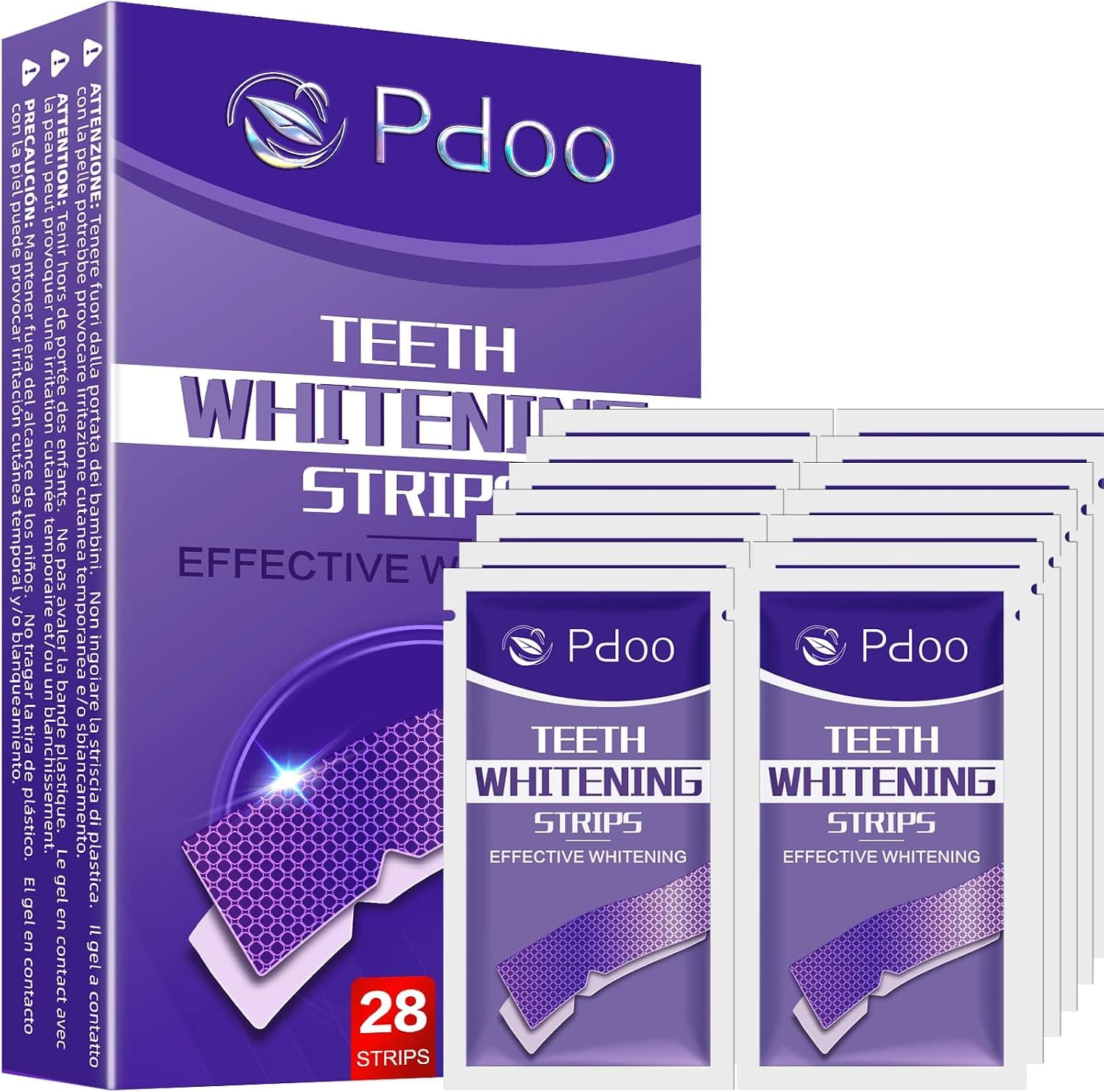 Tiras Blanqueadoras Dientes Moradas - 28 Tiras | Kit Blanqueador Dental Profesional con Tecnología Púrpura Correctora de Color | Blanqueamiento Dental Seguro para el Esmalte y Resultados Rápidos