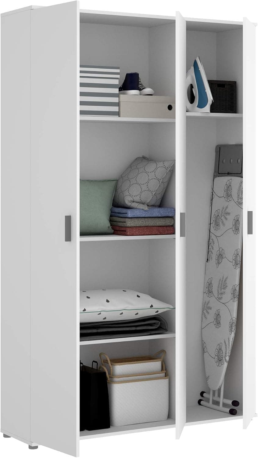 DEKIT GRUPO RIMOBEL Armario Multiusos 3 Puertas, Blanco, 116x190x35cm