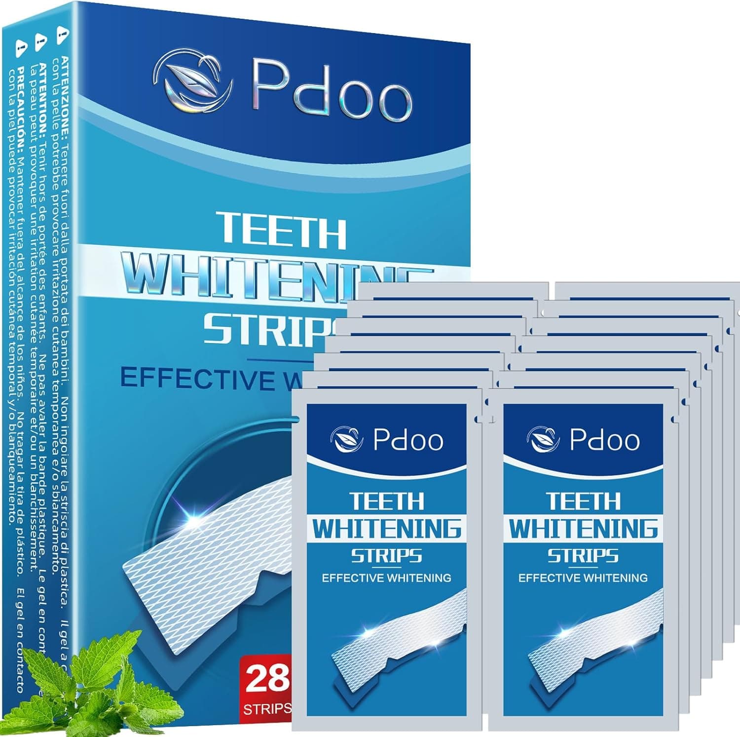 Tiras Blanqueadoras Dientes 28 Tiras for 14 Treatments for Blanqueador Dental - Seguras para el Esmalte Dental y Sin Sensibilidad - Whitening Strips Anti-Deslizantes - Efecto Rápido en 7 Días
