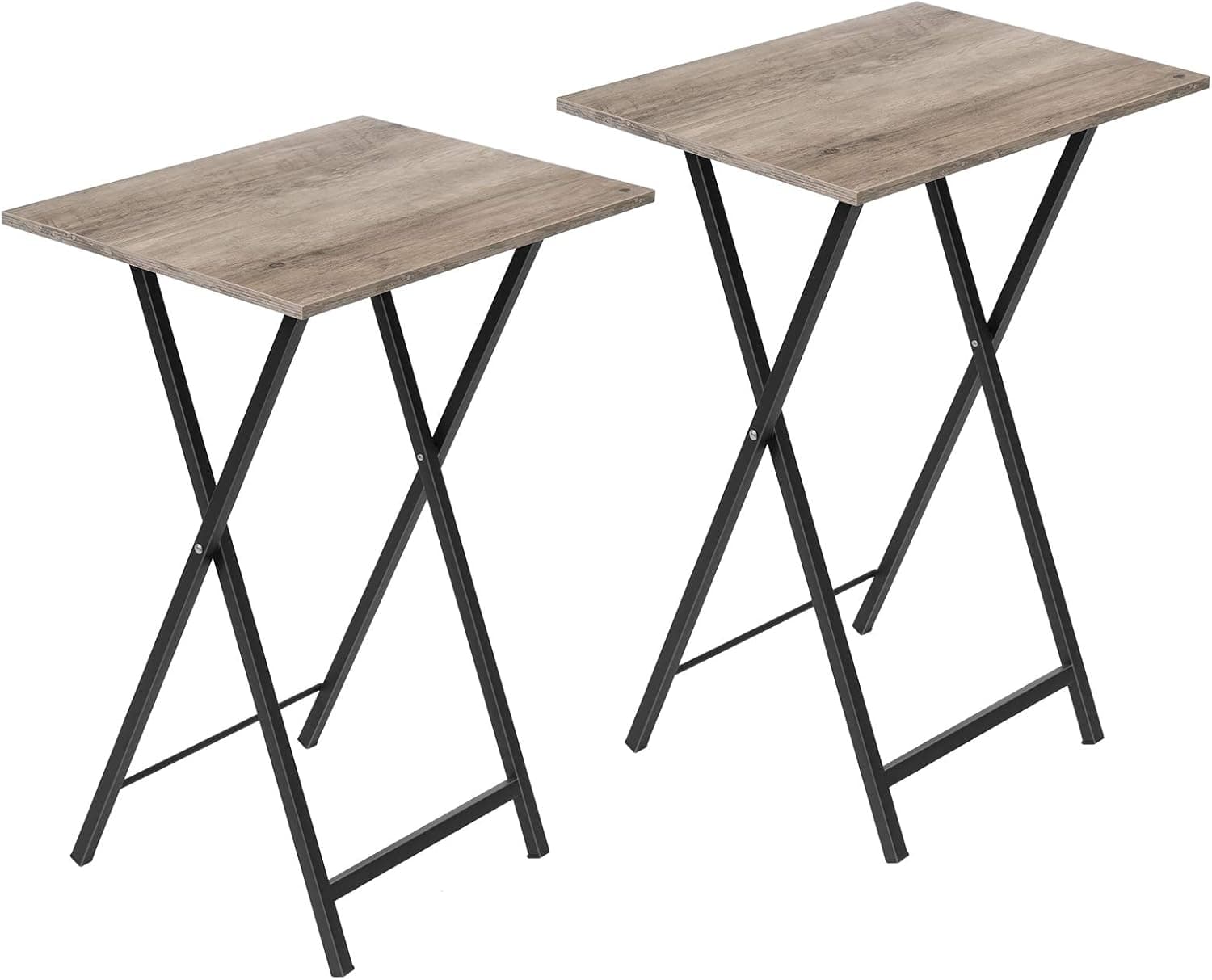 HOOBRO Plegable Mesa Auxiliar de 2, Mesa Lateral para Sofá, Escritorio Pequeño para Portátil, pequeño Plegable Mesa de TV, Fácil Almacenamiento Estructura, Greige y Negro EBG25BZ01