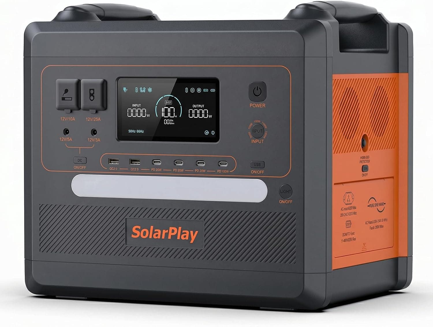 SolarPlay Estacion de Energia Portatil 2500W, 2300Wh Generador Solar con Batería LiFePO4, Salida 12 Puertos, Power Station Portable para Camping, Autocaravana, Emergencia (Q2402M)