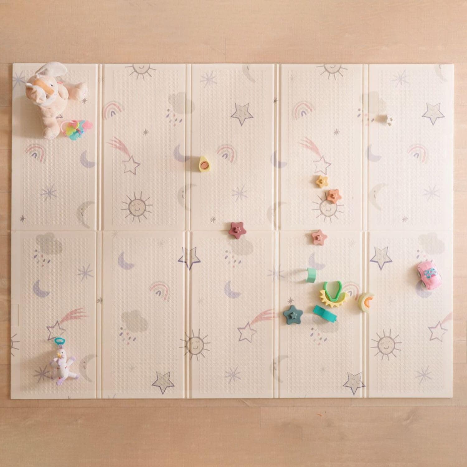 Nuby Alfombra de Juegos bebé Plegable Reversible, 150x200 cm, XXL, Arcoíris