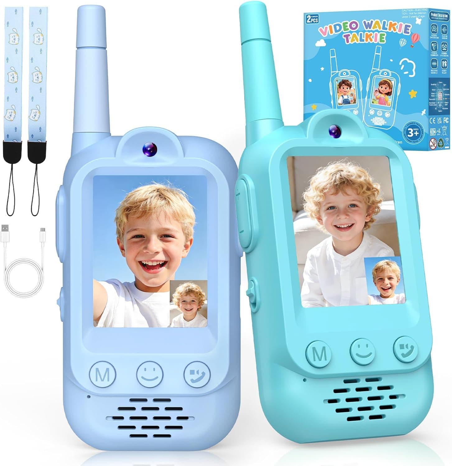 iKidiki Vídeo Walkie Talkie Niños Recargable, Juguetes Niños 3 4 5 6 7 8 Años Regalo Niño 3-8 Años Walky Talky Regalo Niño 3-8 Años Juegos Exterior para Niños Regalos de Pascua Cumpleaños