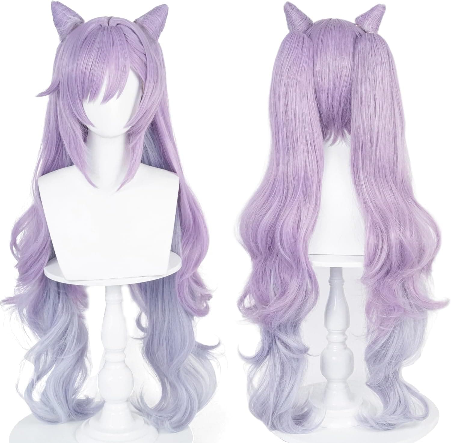 Peluca de cosplay de anime, peluca de impacto Genshin, con dos gorras de peluca, para Halloween, fiesta, etc. (Keqing Cosplay)