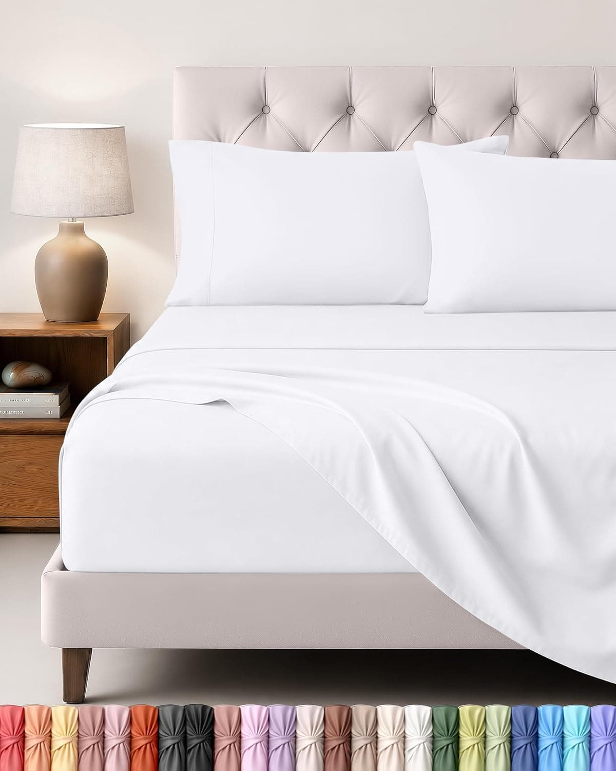 Utopia Bedding Juego de Sabanas 4 Piezas, 105x190cm, Blanco