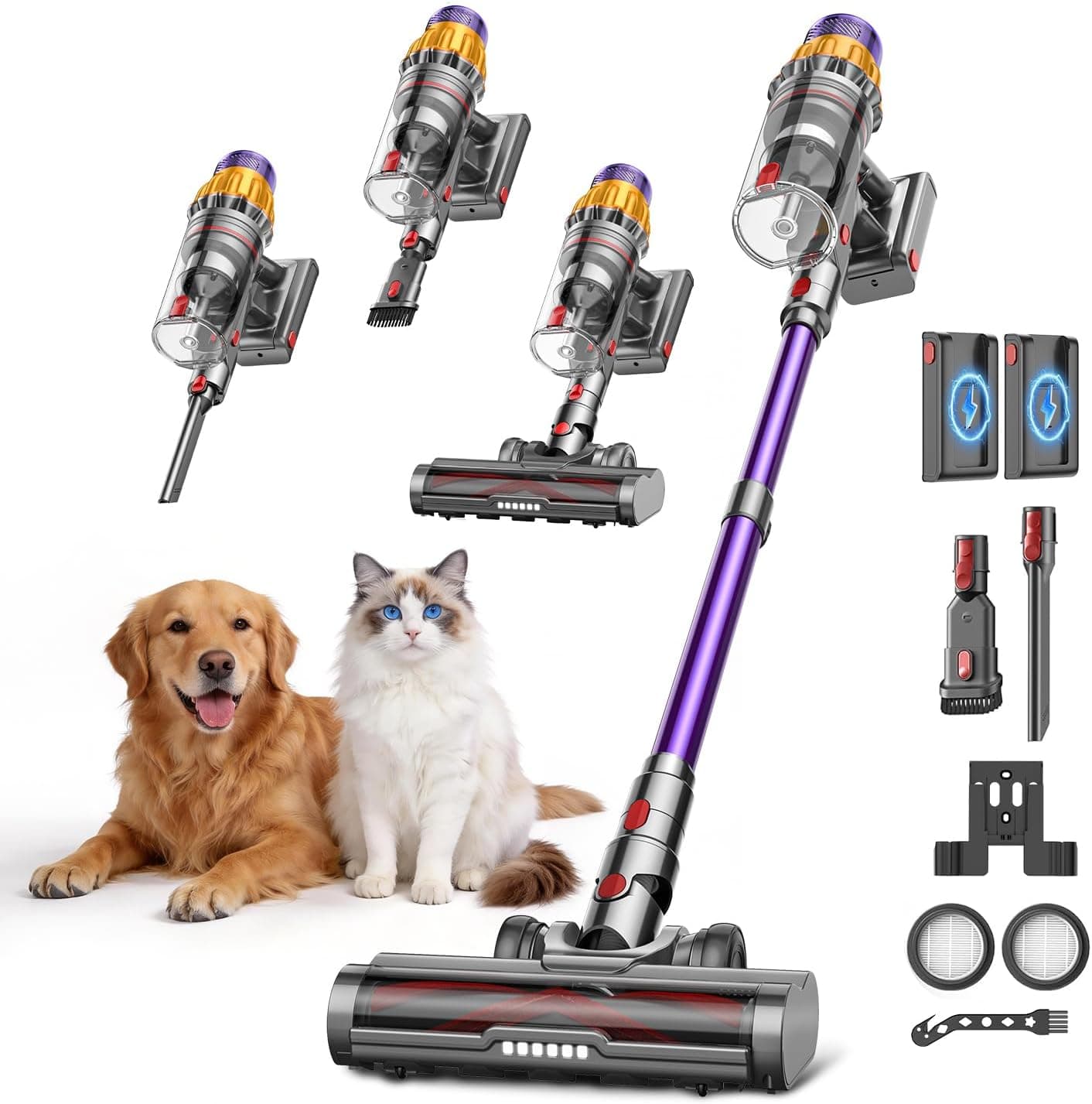 V17Max Aspiradora sin Cable con 2 Baterías, 150Min/58kPa/650W