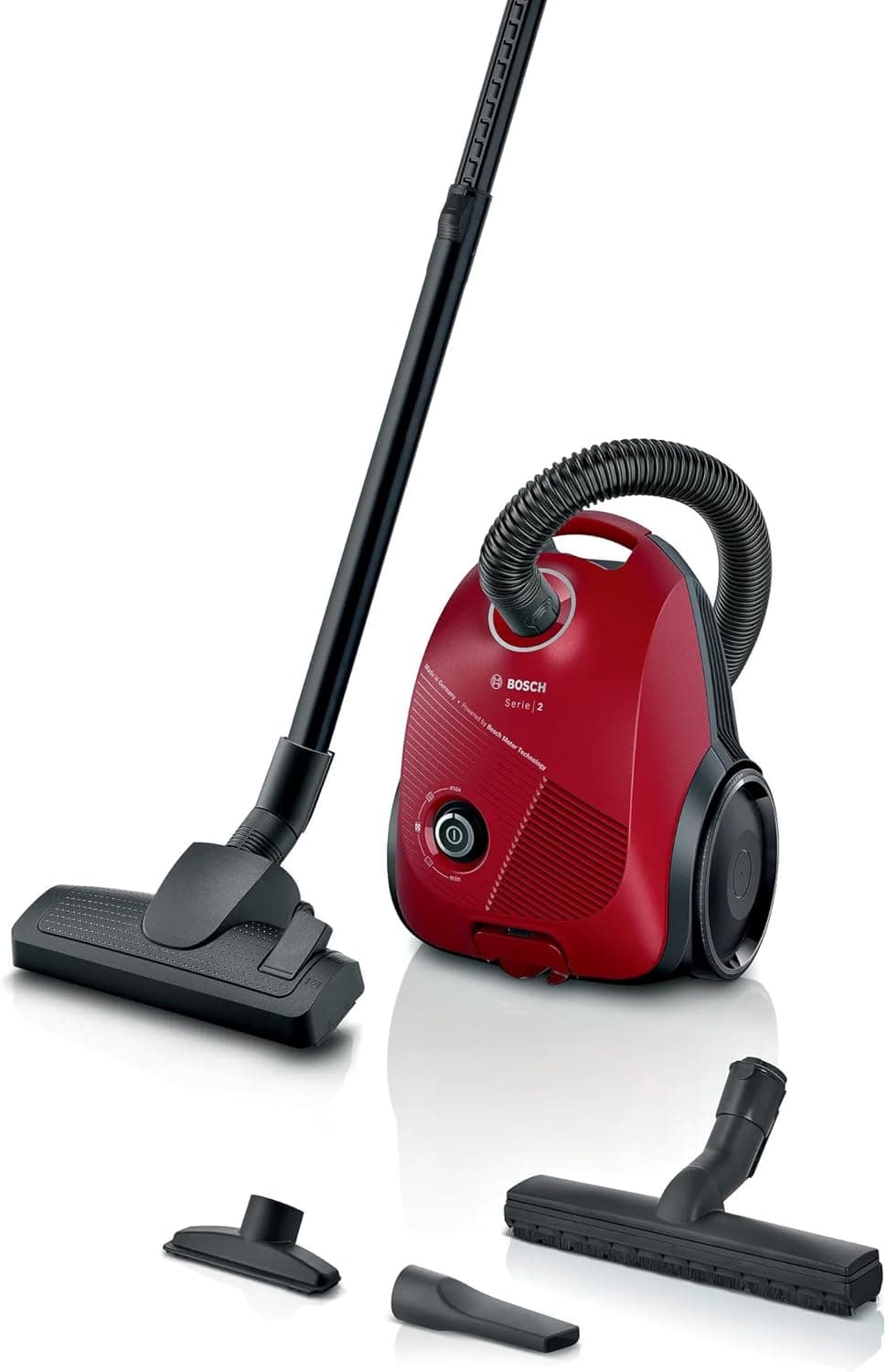 Bosch - Aspirador de Trineo con Bolsa, Serie 2, 600 W, 3.5 litros, 80 dB, Rojo, BGBS2RD1H