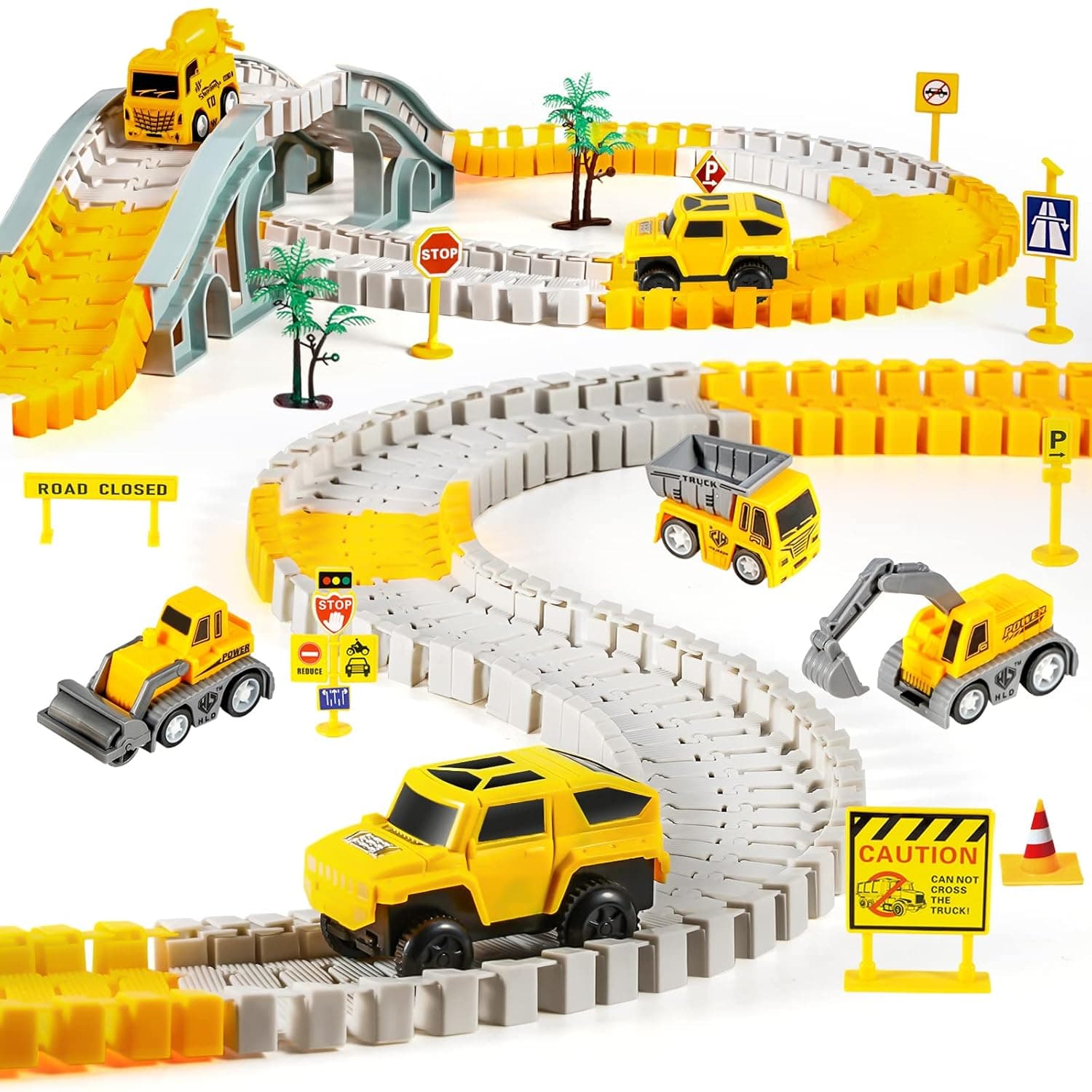 kizplays Pista de Carreras 260 Piezas con 6 Excavadoras Toy