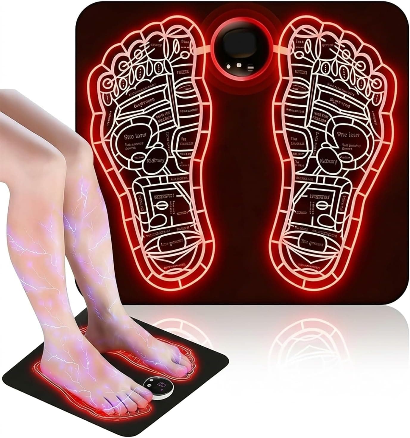 EMS Masajeador,Masajeador de Pies Eléctrico,8 modos,19 niveles de intensidad,Aliviar Dolor Cansadas Mejorar la Circulación Sanguínea，alivia la rigidez