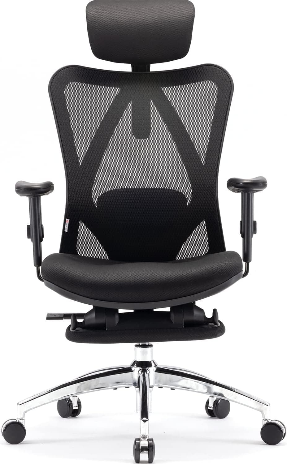 SIHOO Silla de oficina ergonómica con reposapiés, diseño de malla transpirable, respaldo alto, reposacabezas ajustable y soporte lumbar (negro)