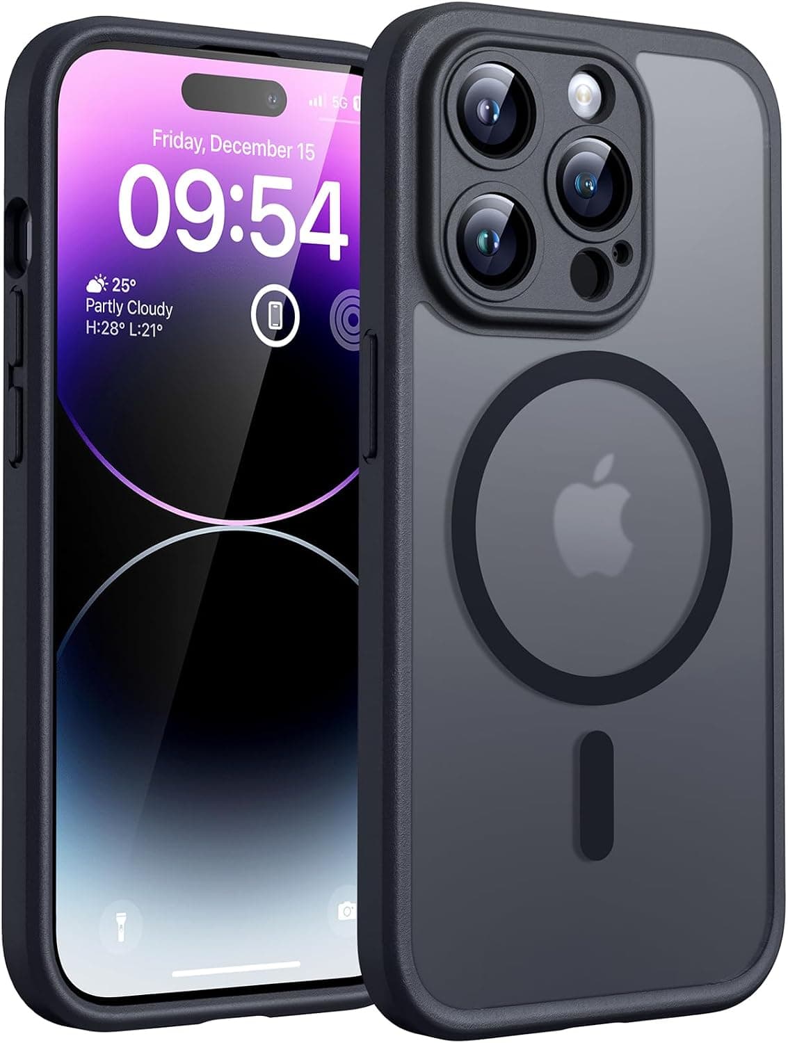 TOCOL Funda para iPhone 14 Pro, Compatible con MagSafe, Titanio Negro