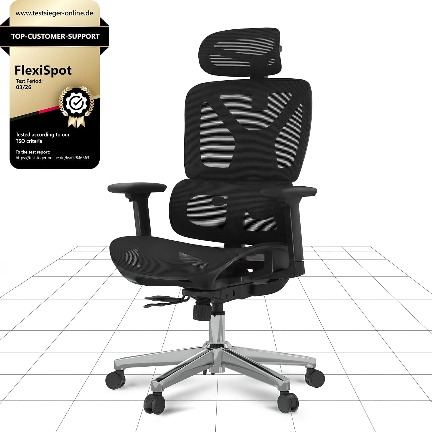 FLEXISPOT ErgoX Silla Ergonomica Escritorio, Silla Escritorio con Soporte Lumbar, Respaldo 5D Ajustable, Inclinación 135°, Cojín Transpirable, Reposabrazos 3D, Ideal Oficina, Negro